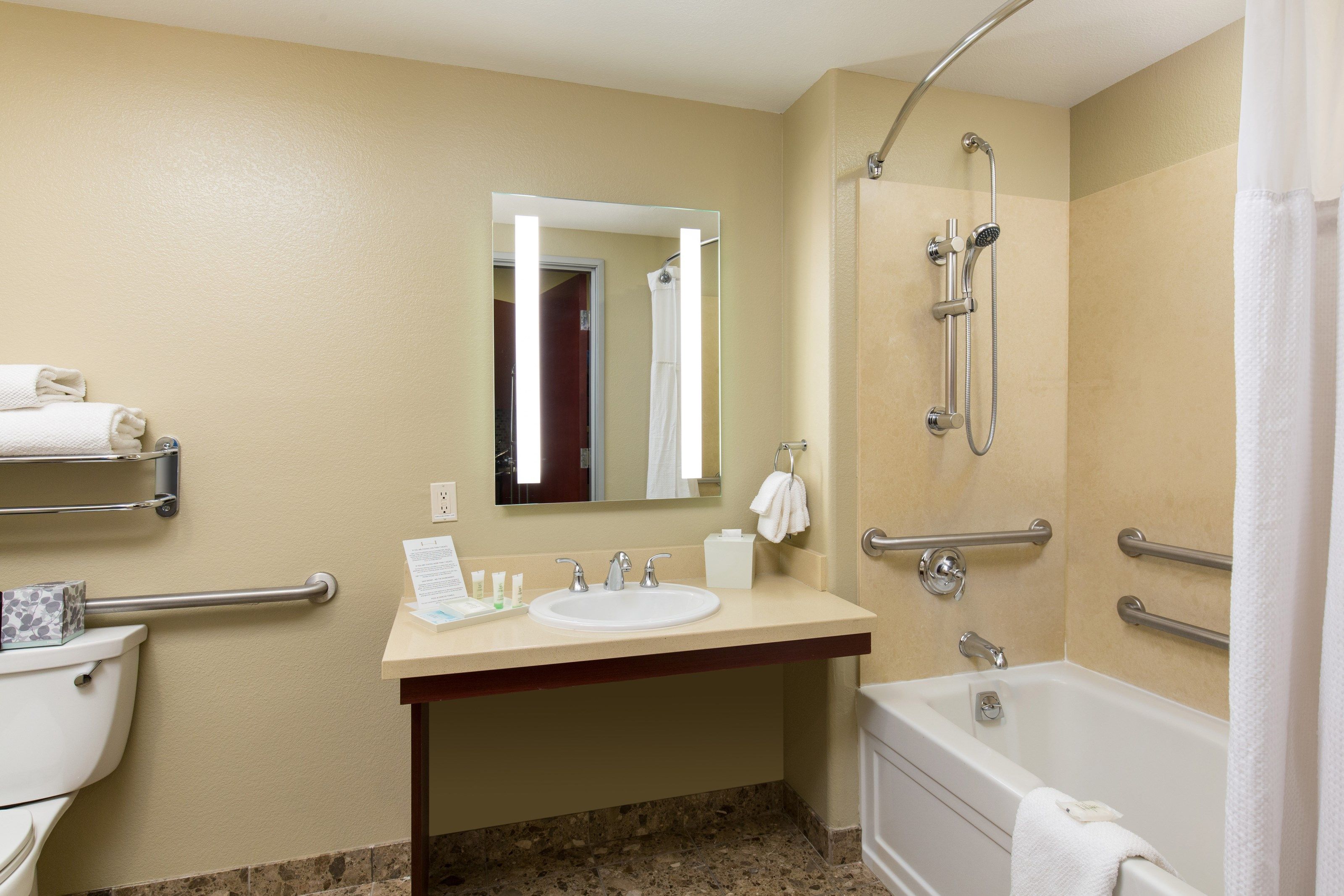image Bright bathrooms are refreshing after a day of adventure.