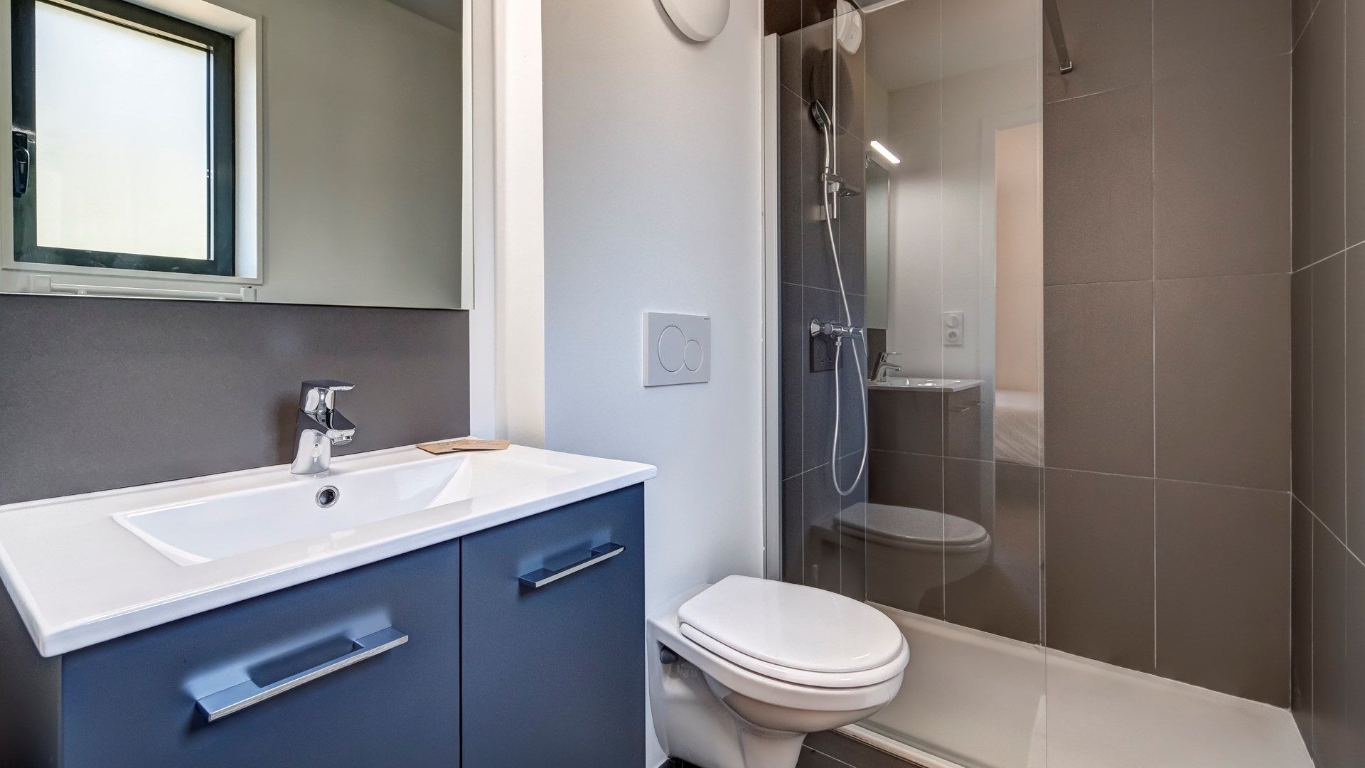 image Get ready for your day in the lovely bathroom.
