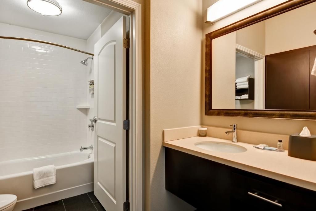image Get ready for your day in the bathroom.