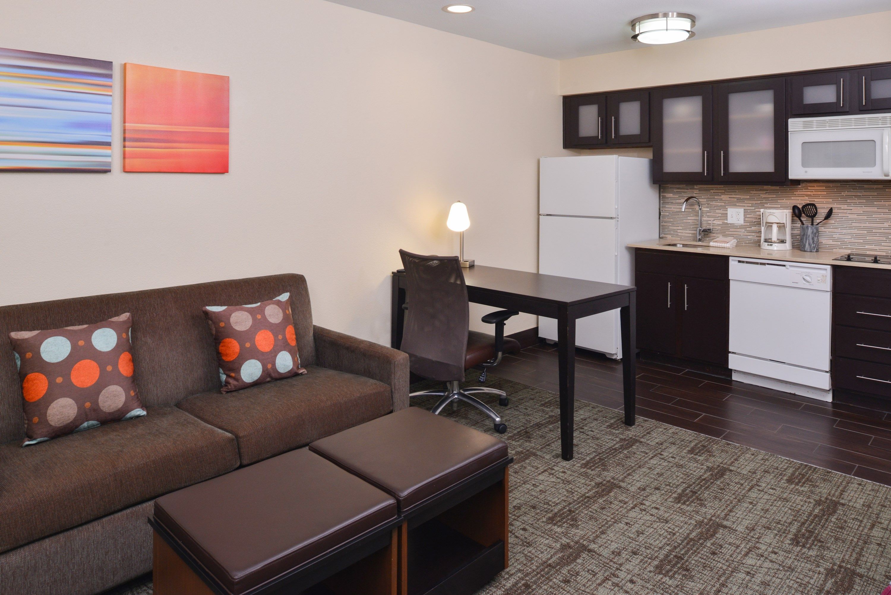 image Kick back your feet and relax in the cozy living area.
