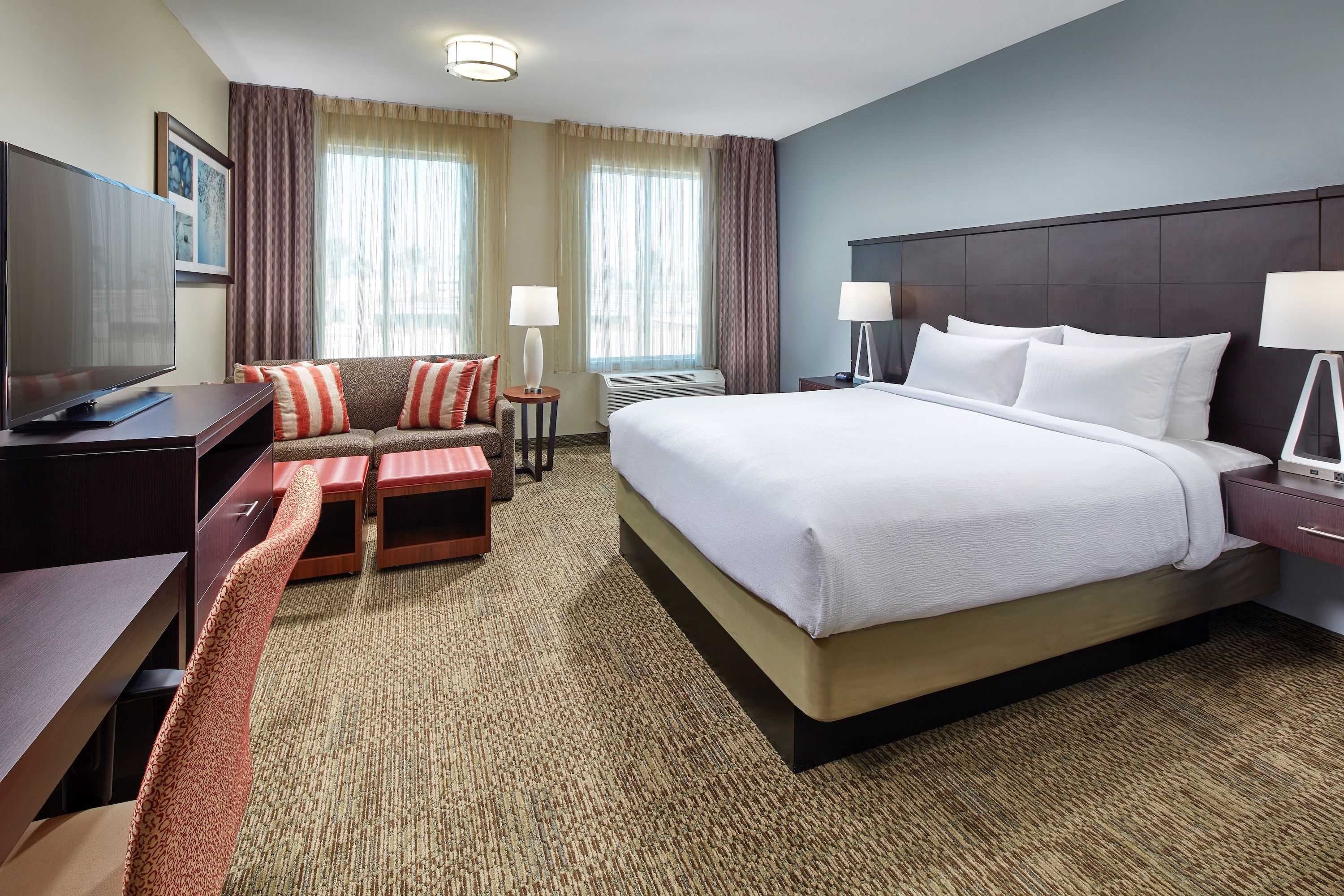 image Drift to sleep in a comfortable bed after a busy day.