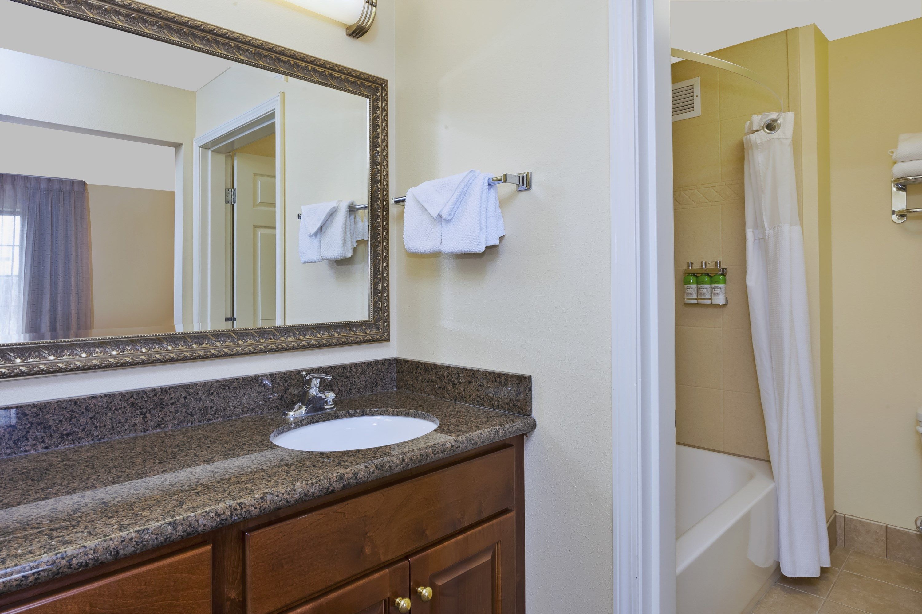 image Get ready for your day in the bathroom.