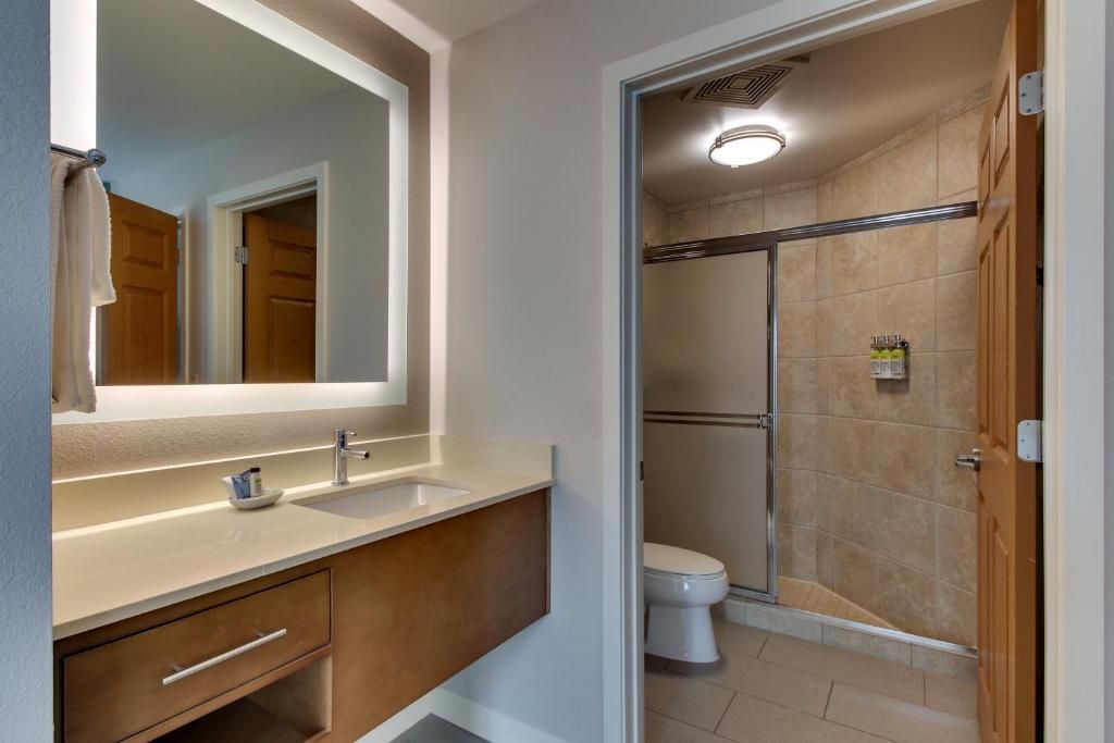 image Get ready for your day in the lovely bathroom.