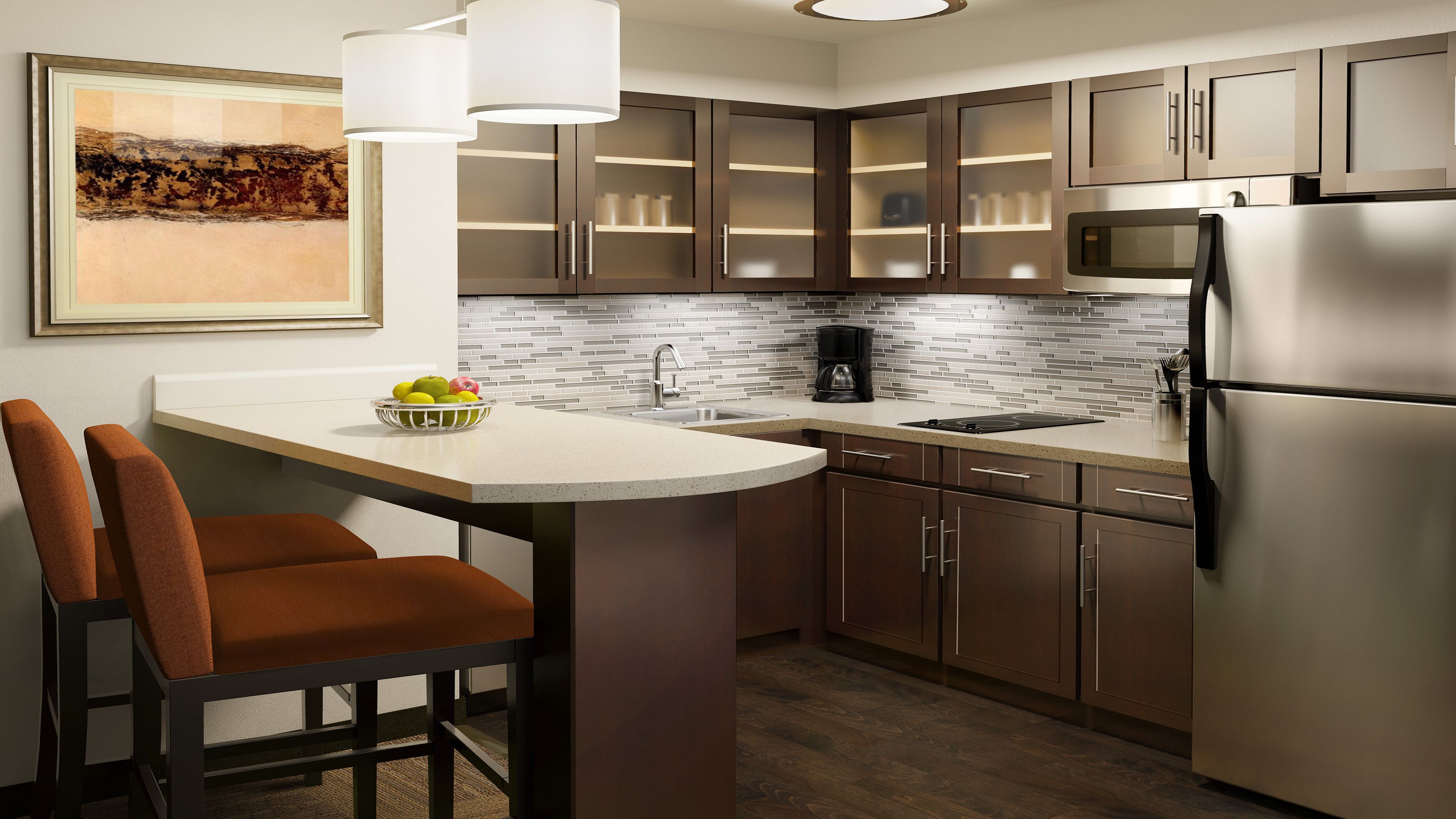 image Contemporary kitchen with sleek cabinetry and modern appliances.
