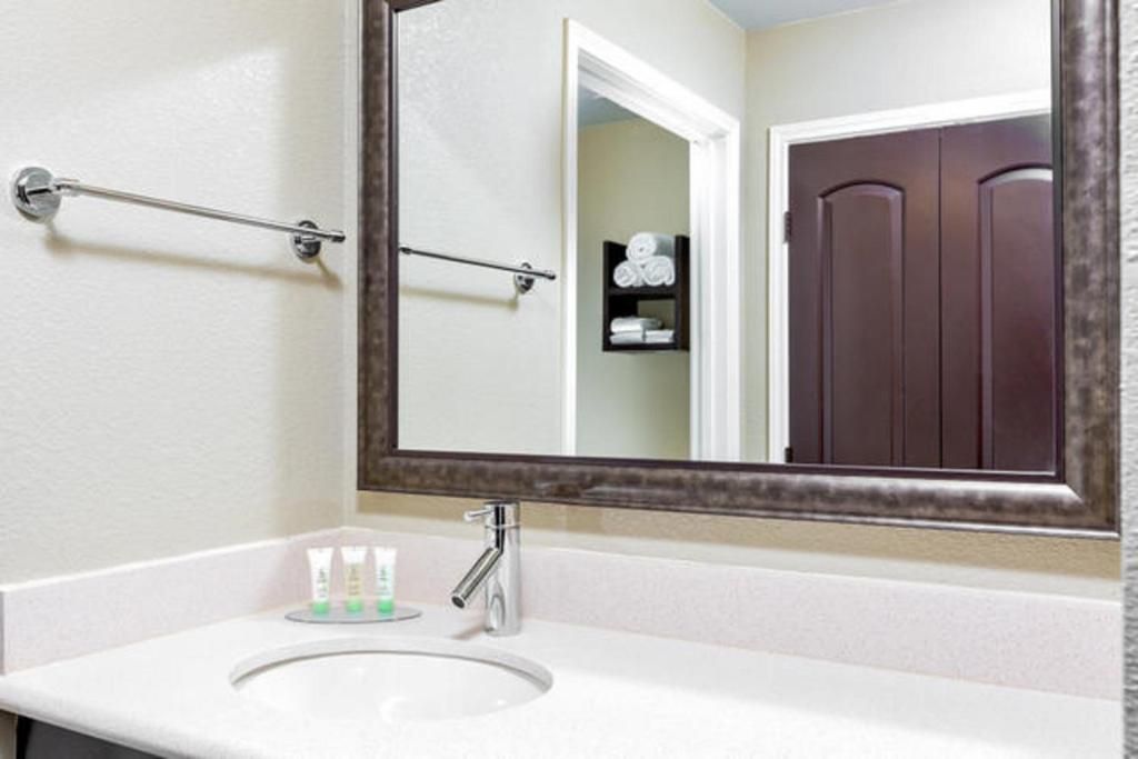 image Get ready for your day in the bathroom.