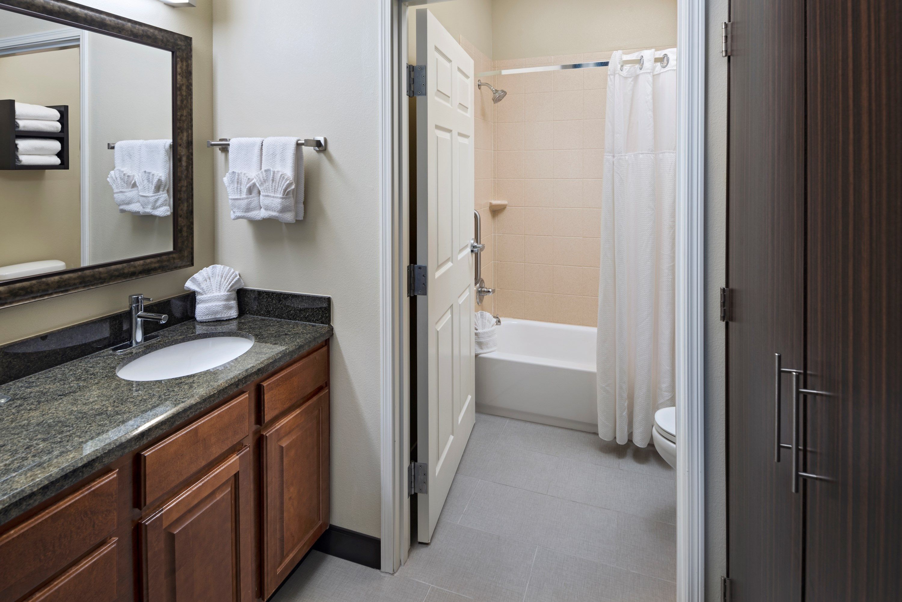 image Bright bathrooms are refreshing after a day of adventure.