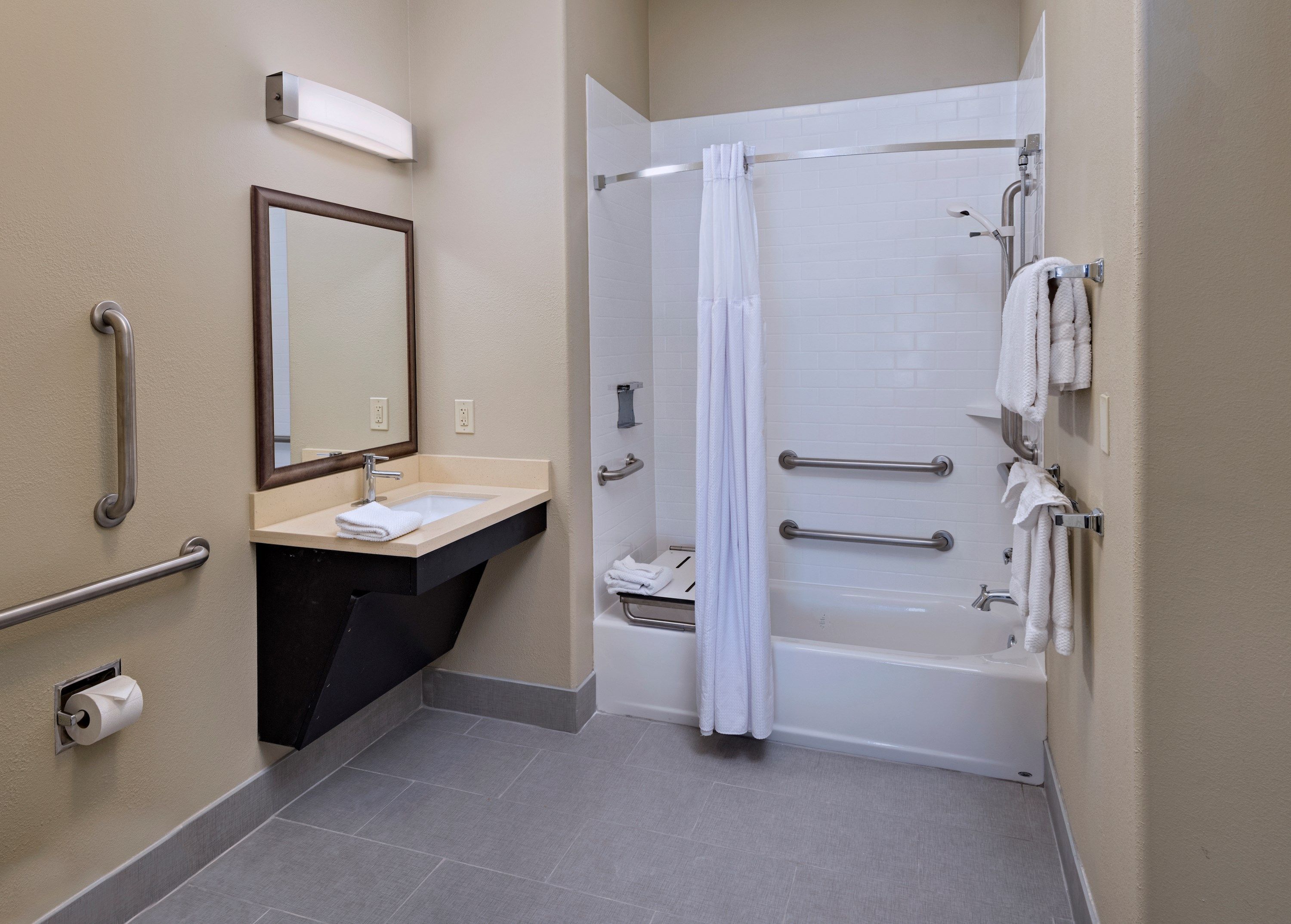image Bright bathrooms are refreshing after a day of adventure.