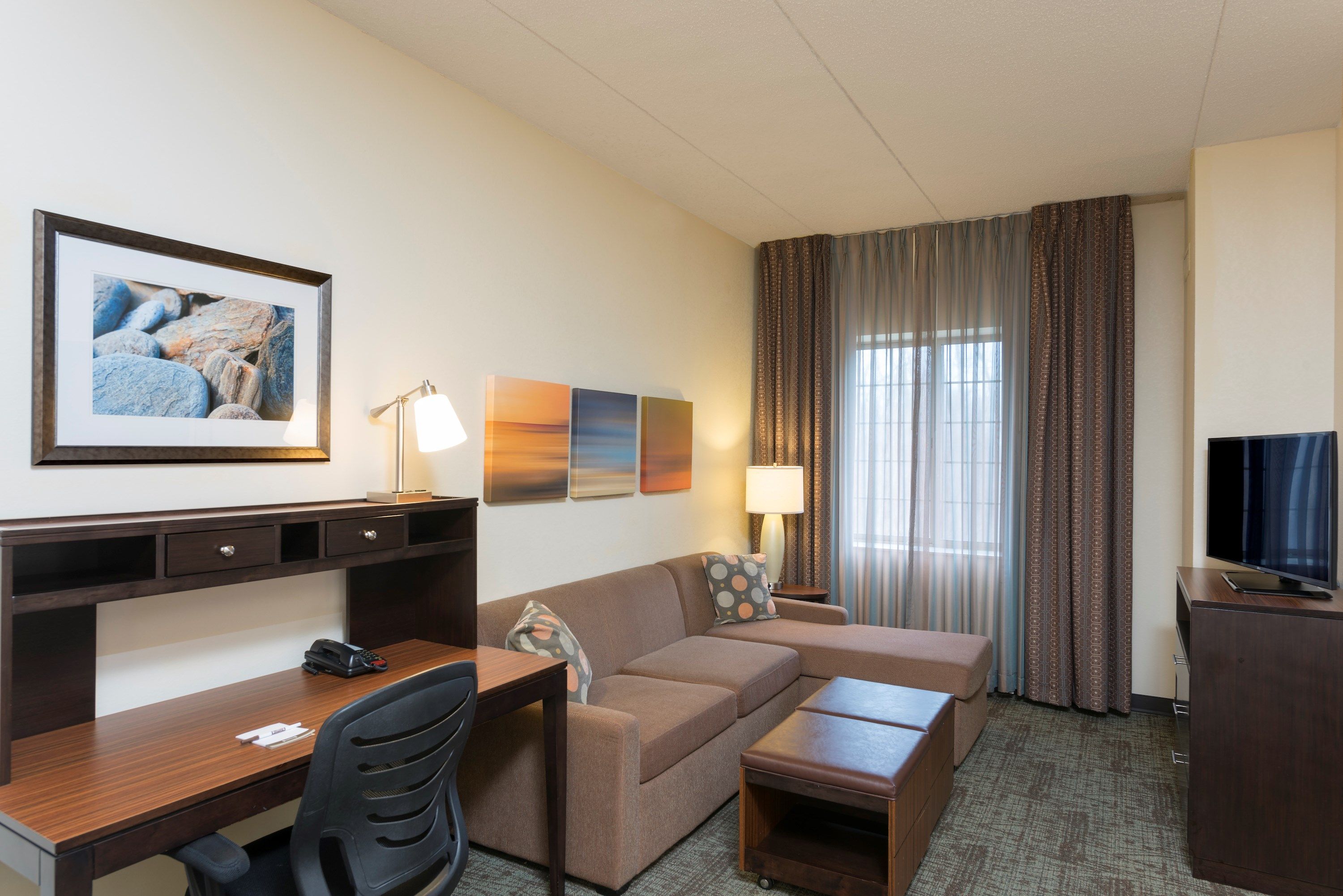 image Kick back your feet and relax in the cozy living area.