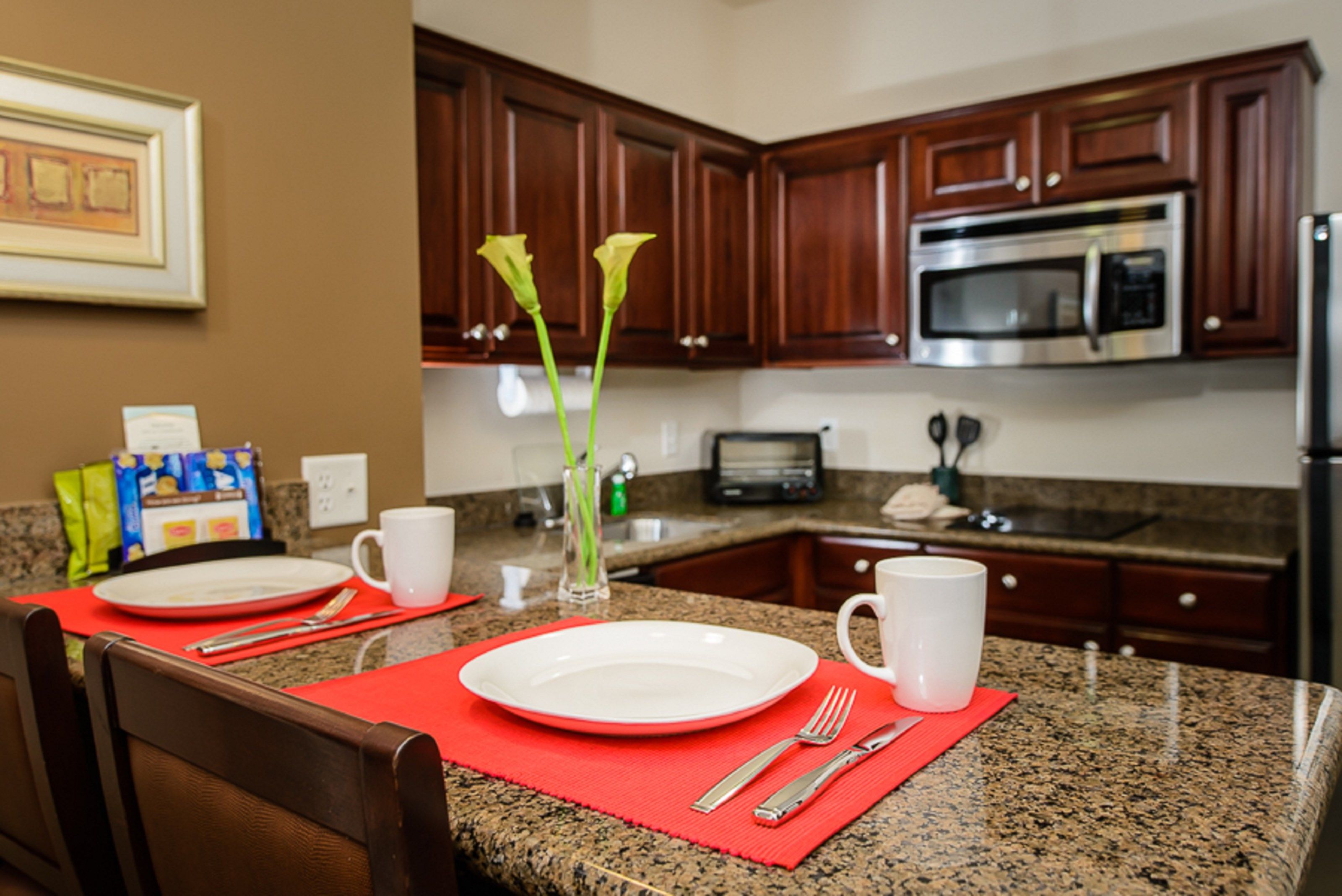 image Convenient breakfast bar makes snacks and drinks a breeze.