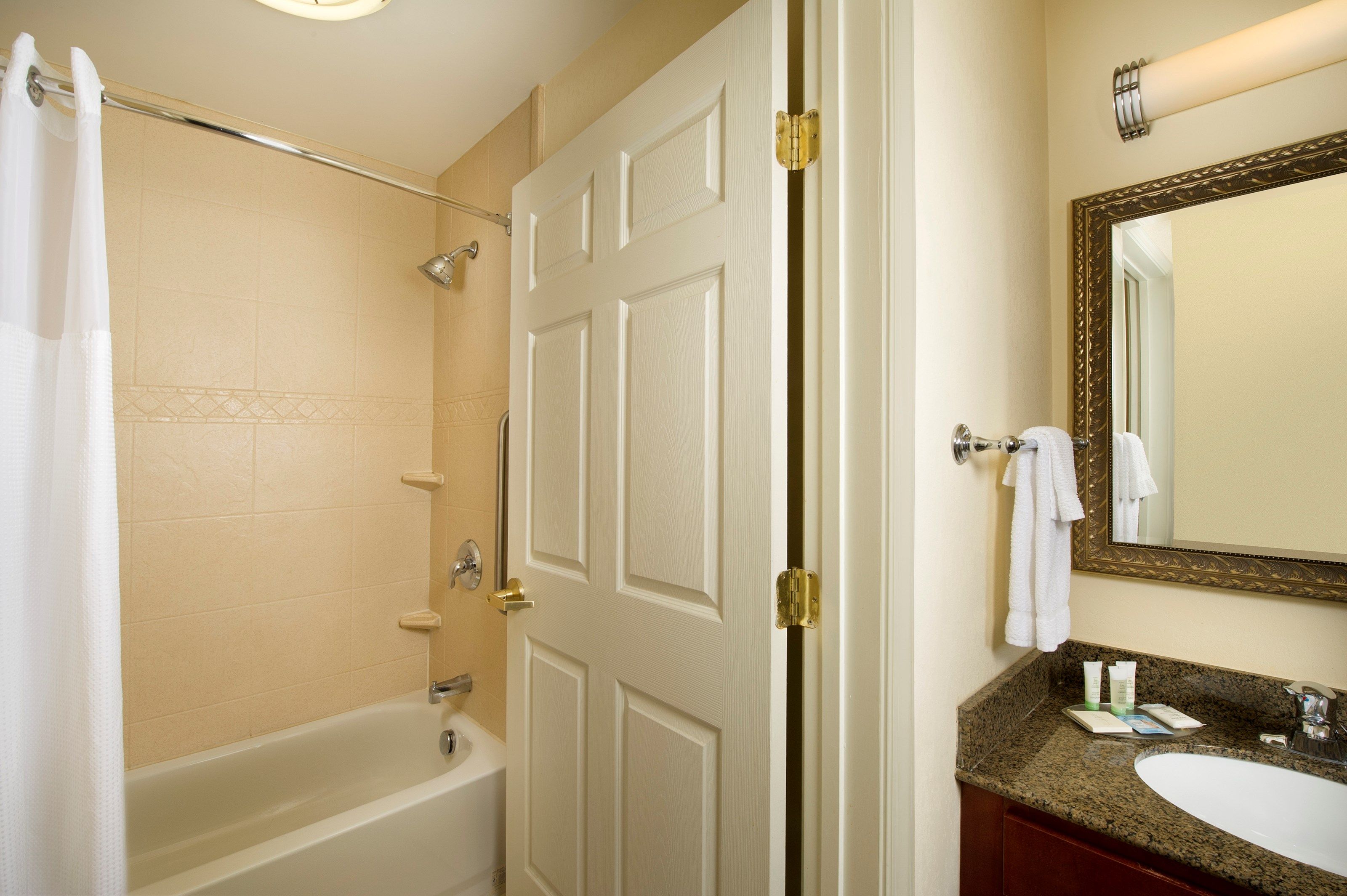 image Get ready for your day in the bathroom.