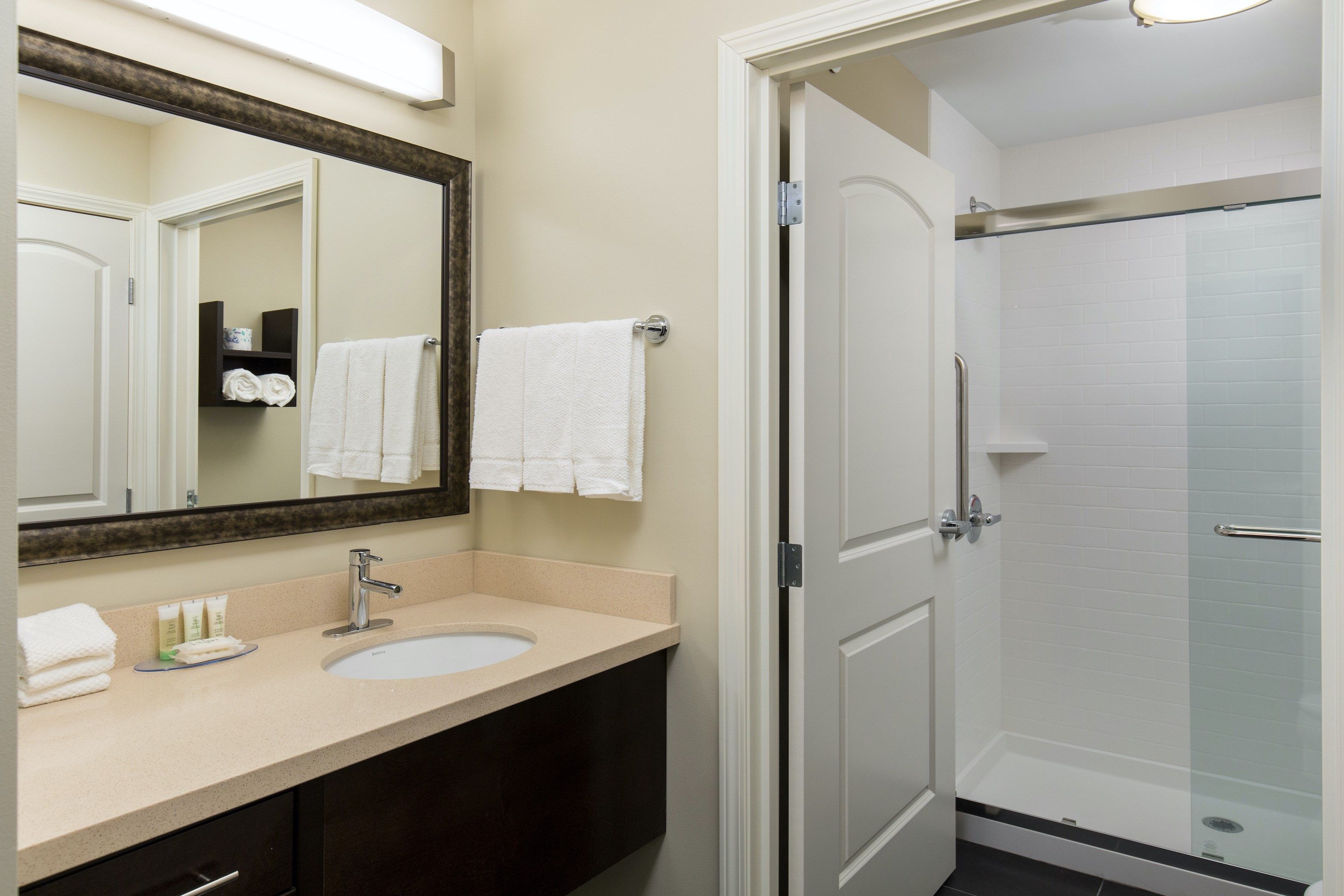 image Bright bathrooms are refreshing after a day of adventure.