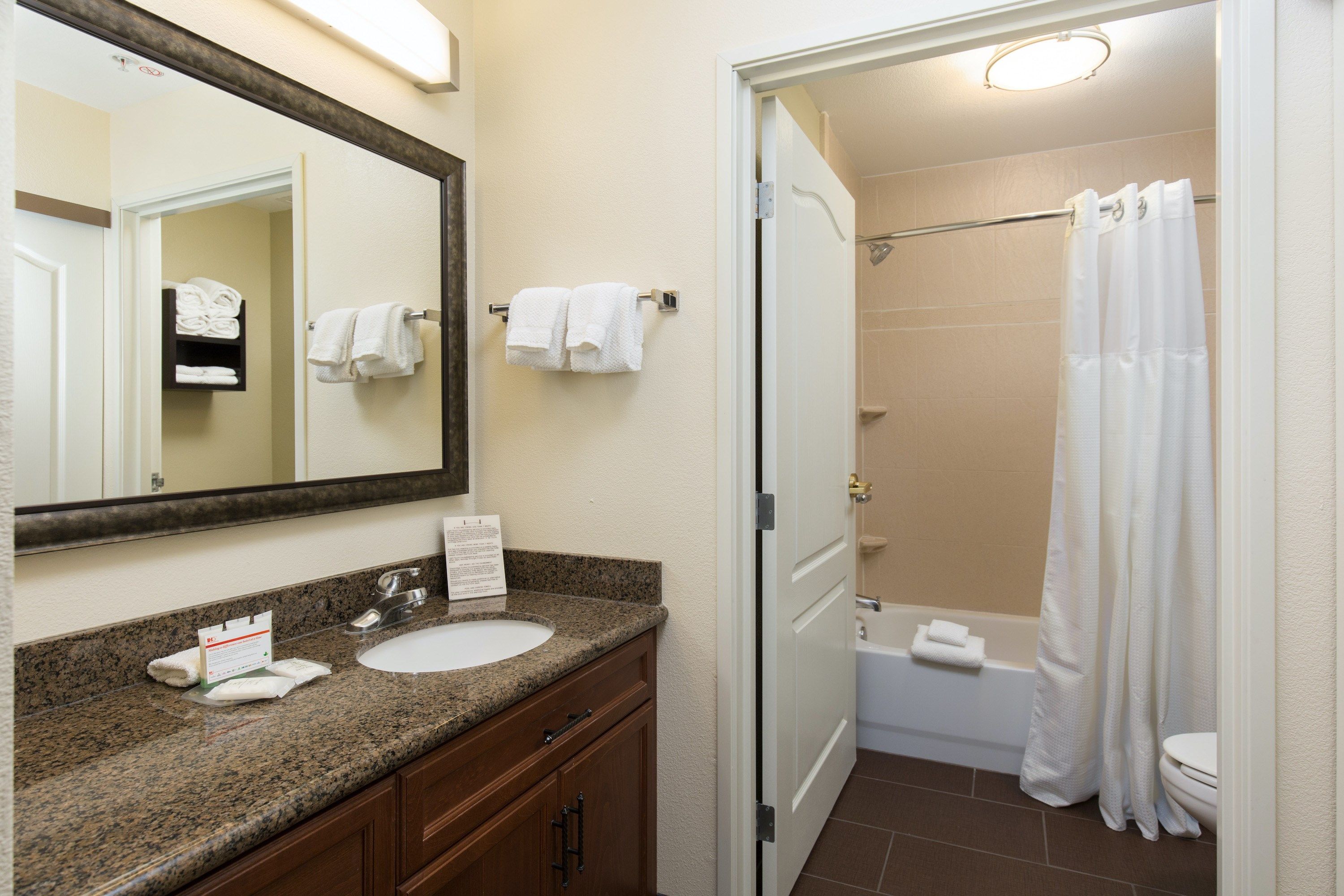 image Get ready for your day in the bathroom.