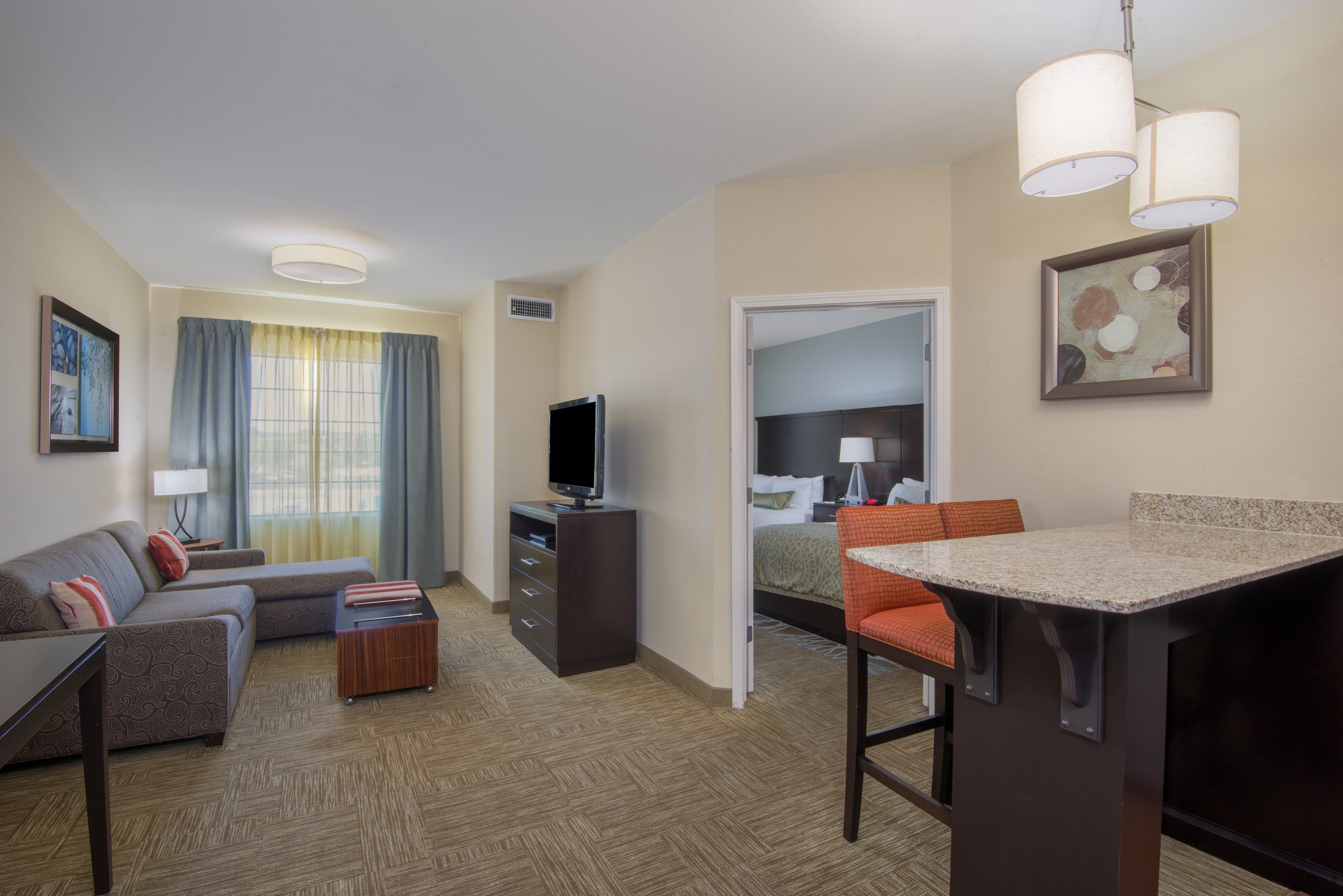image Kick back your feet and relax in the cozy living area.