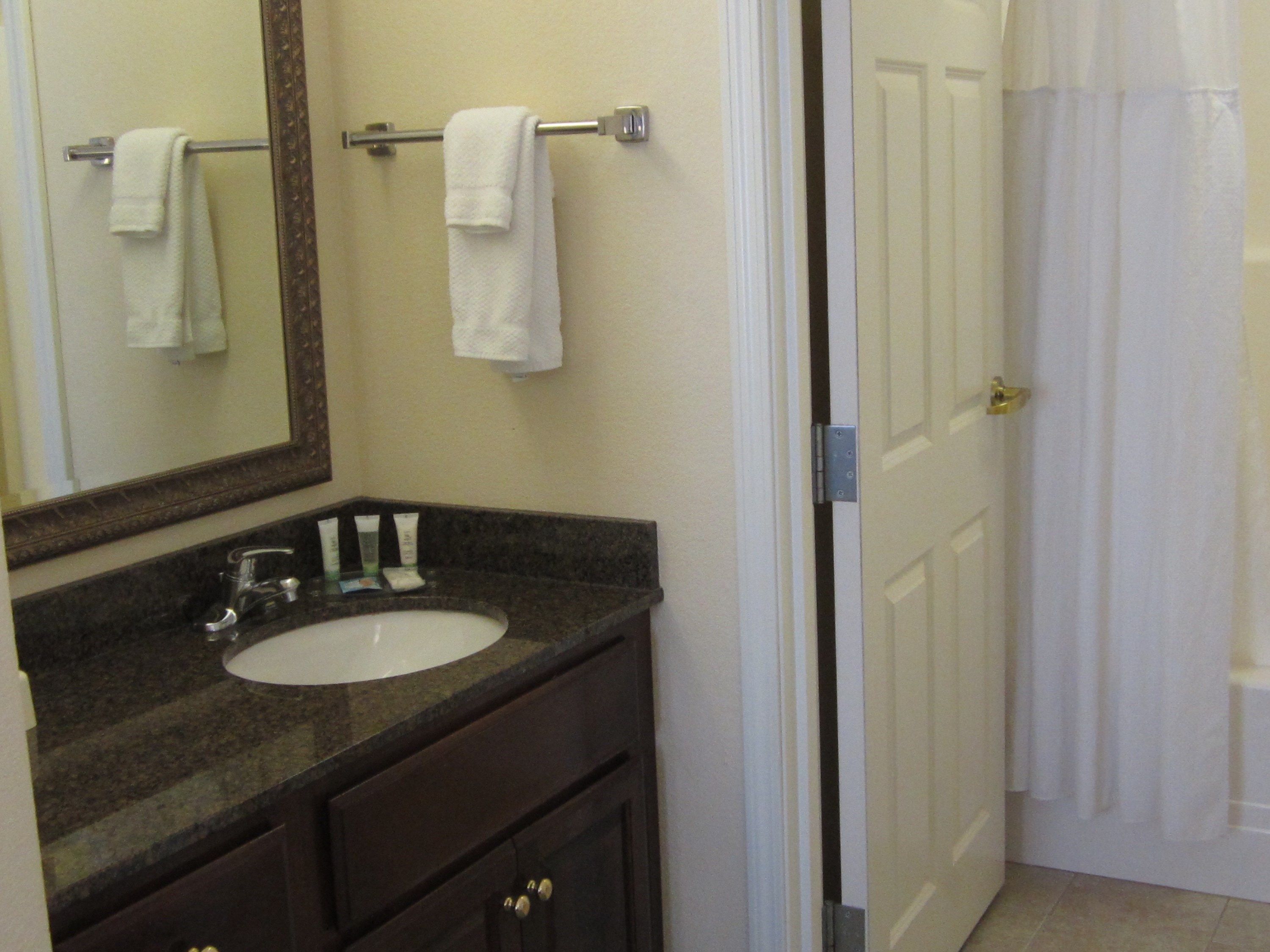 image Freshen up in the bathroom after a day of adventure.
