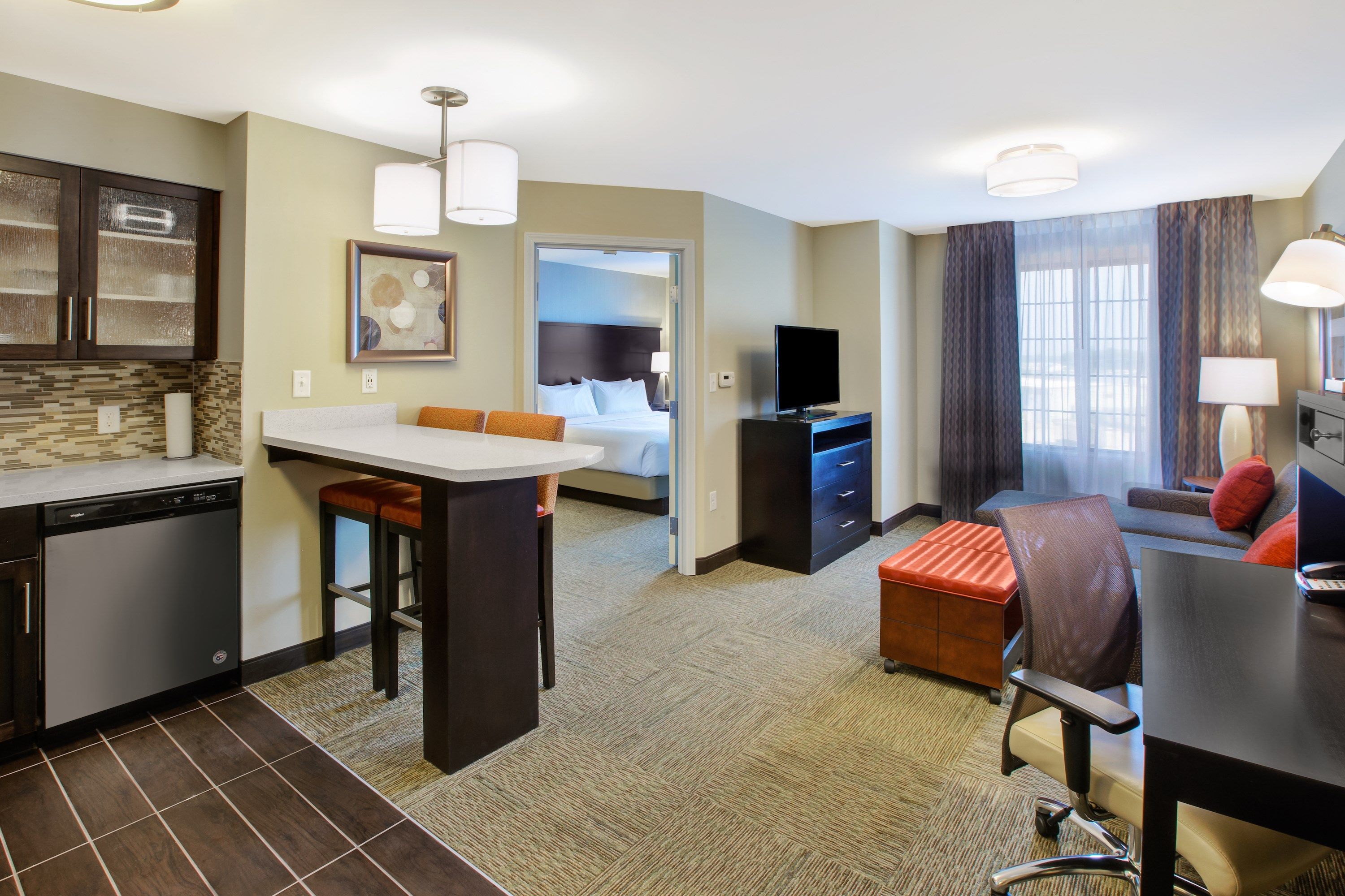 image Kick back your feet and relax in the cozy living area.