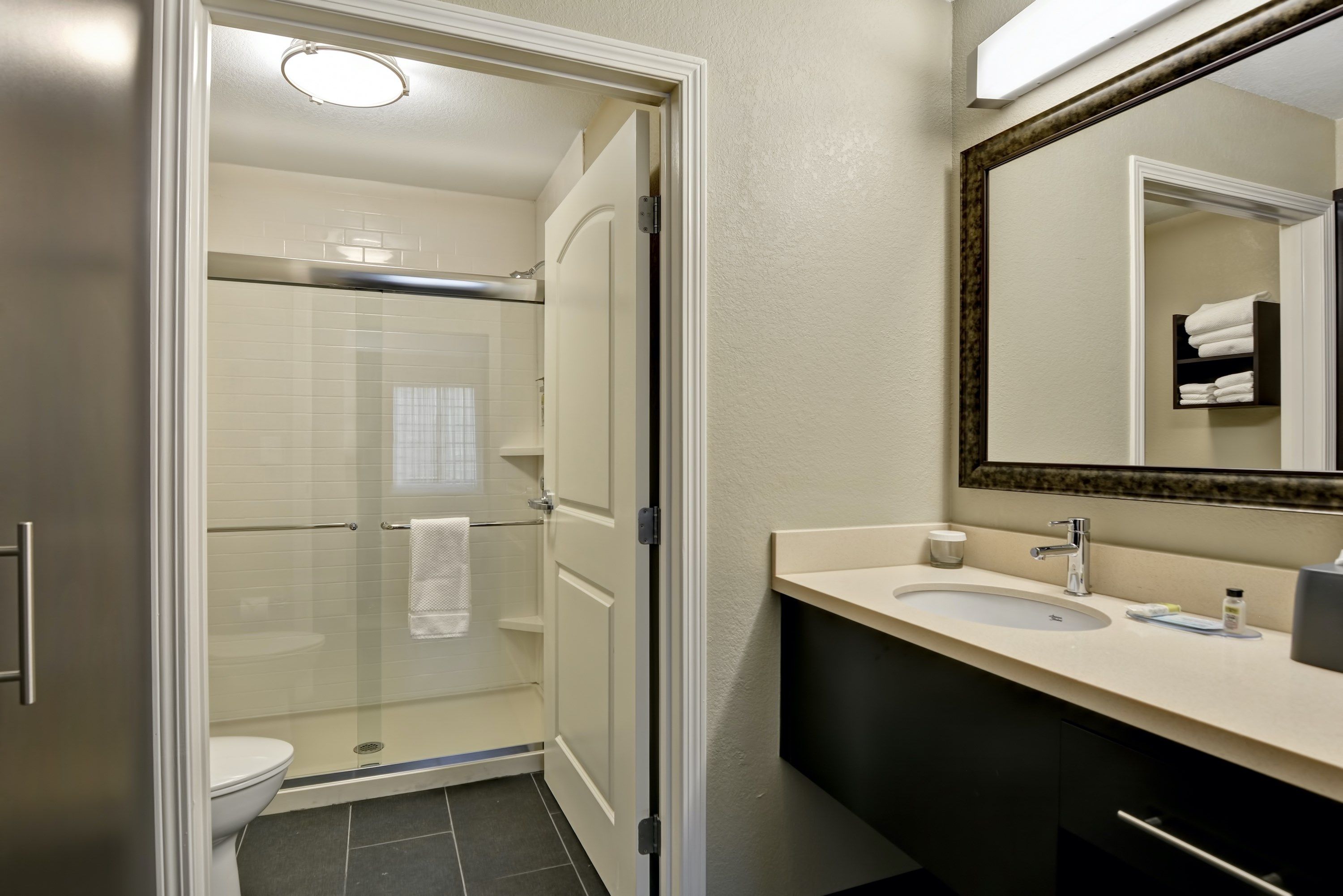 image Freshen up in the bathroom after a day of adventure.