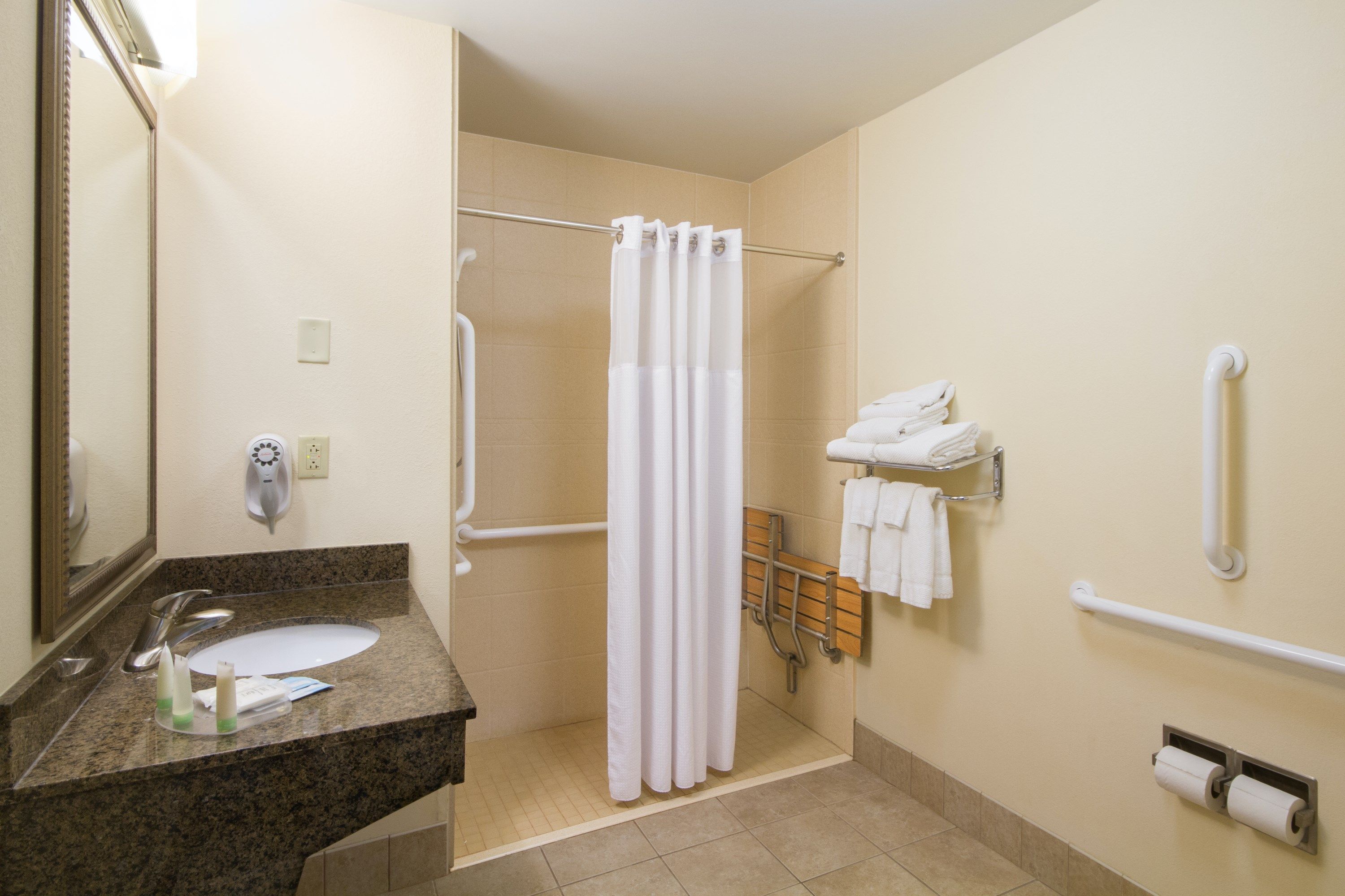 image Get ready for your day in the bathroom.