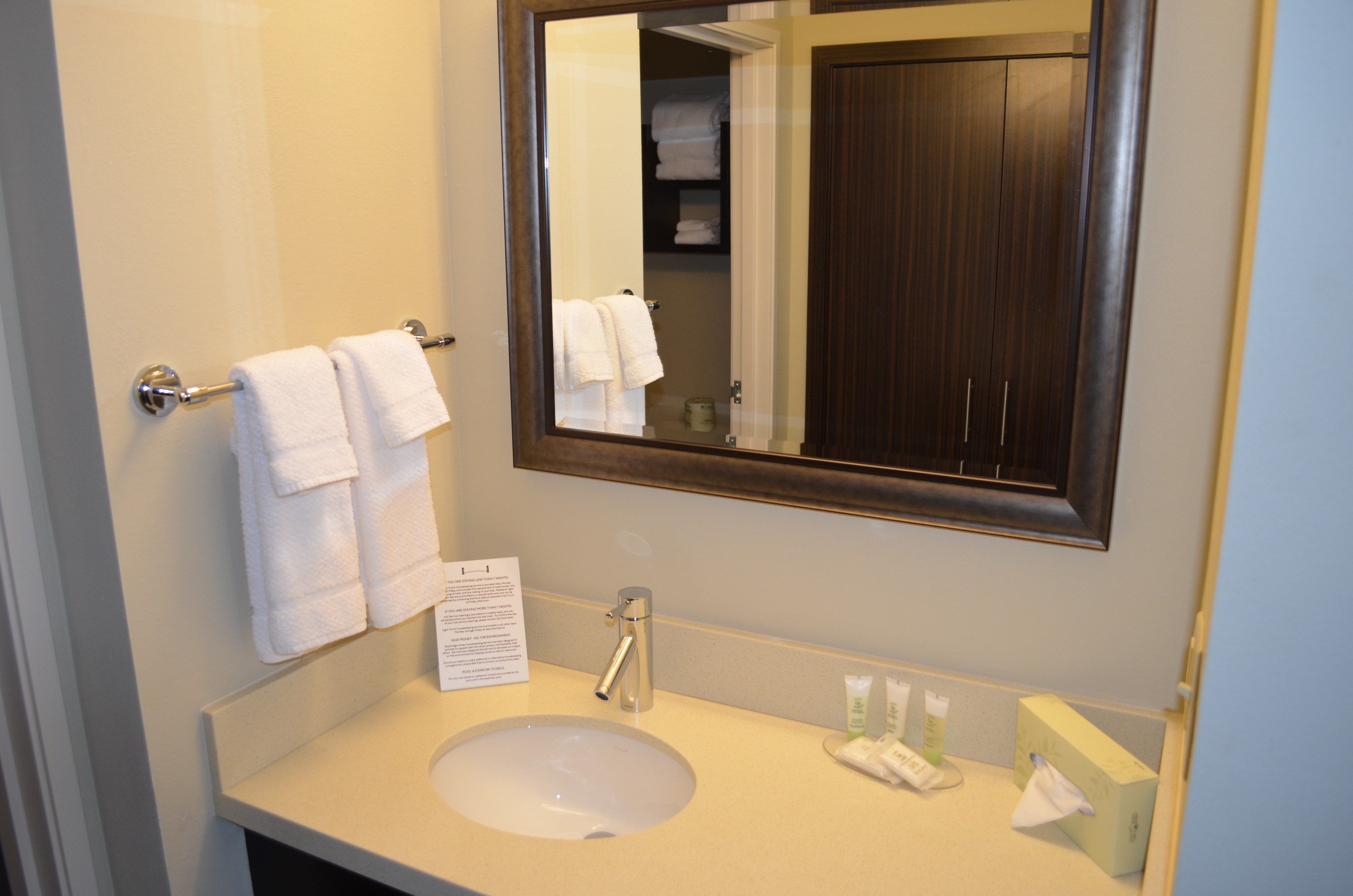 image Get ready for your day in the bathroom.