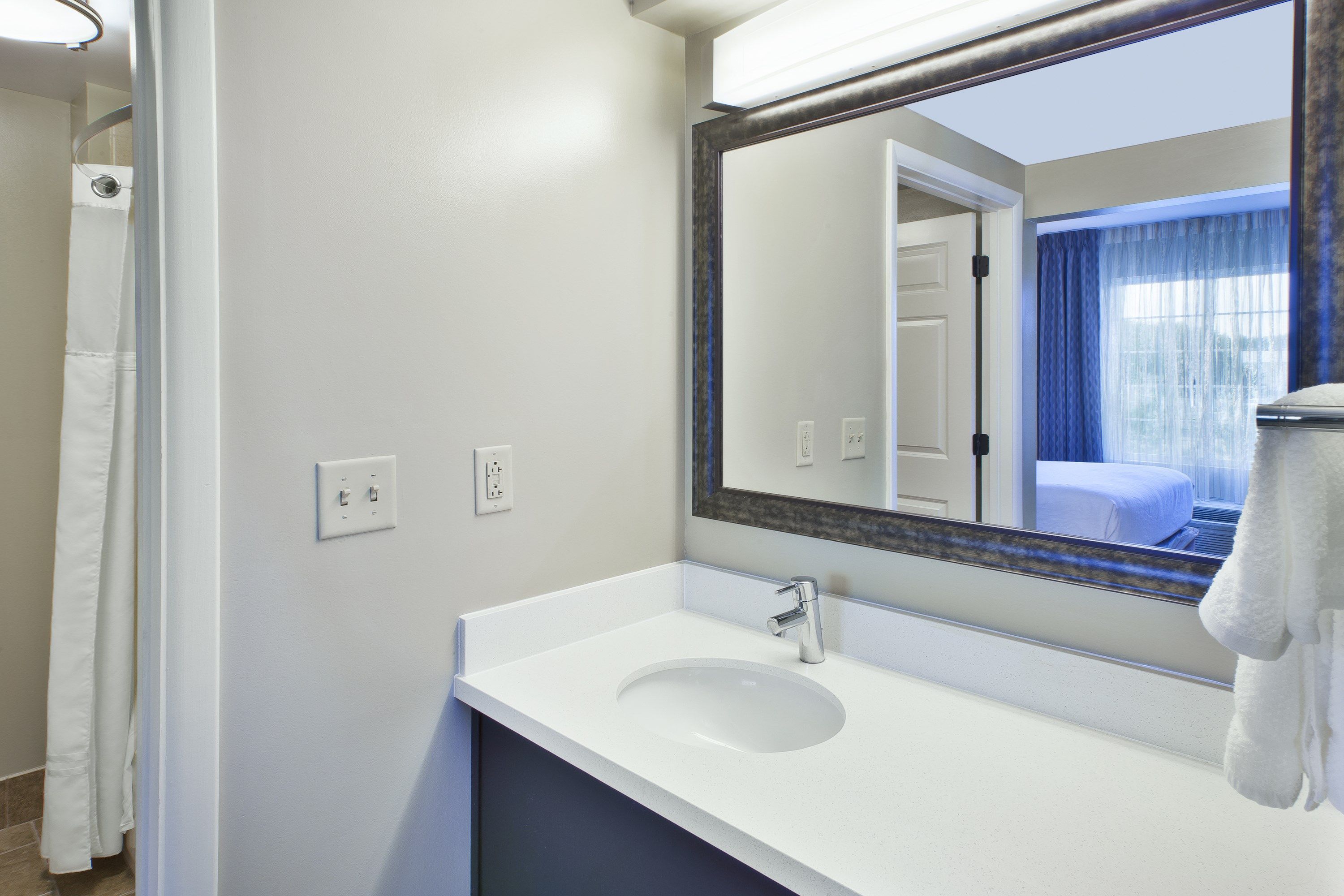 image Get ready for your day in the bathroom.