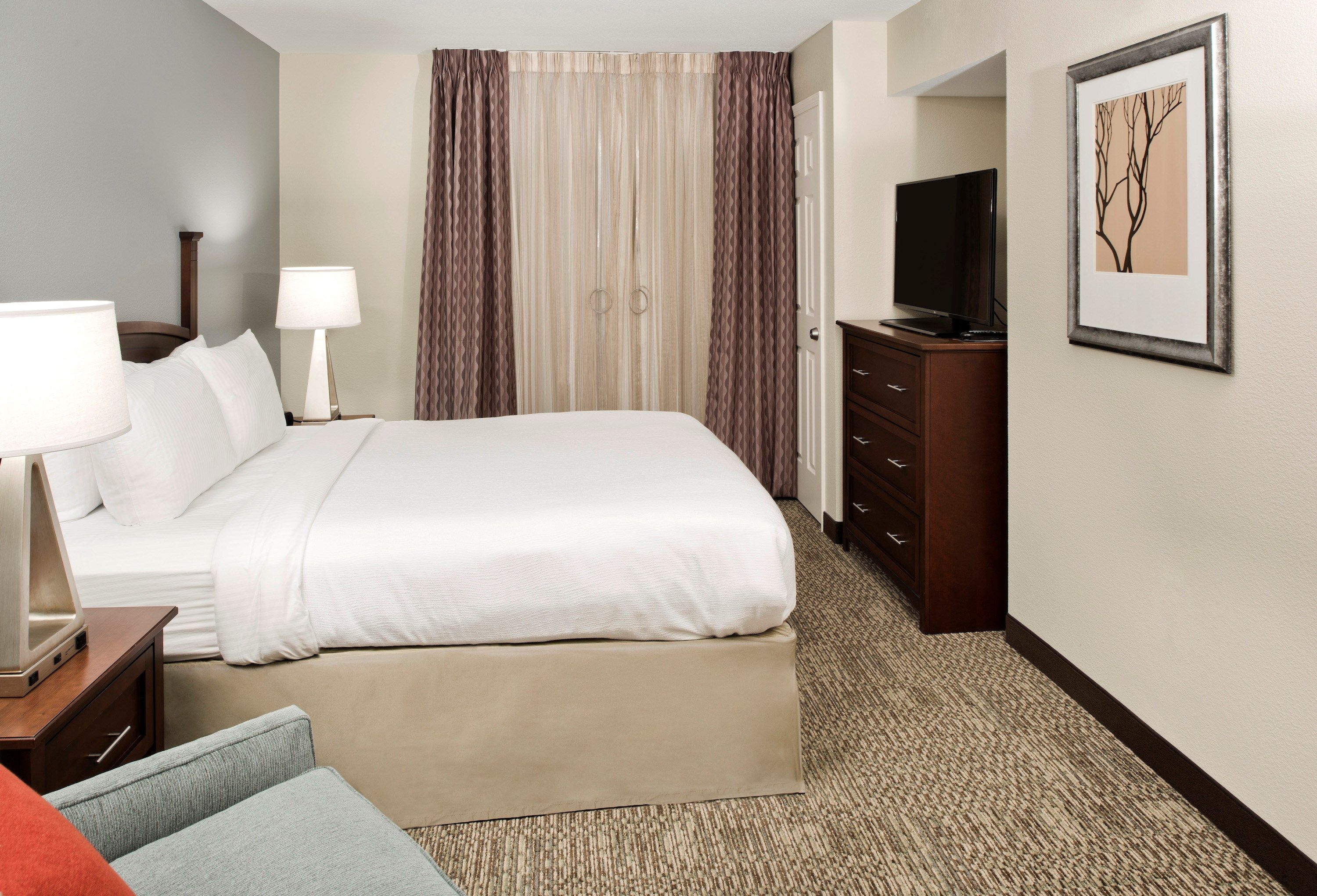 image Relax on the comfy bed after a day outside.