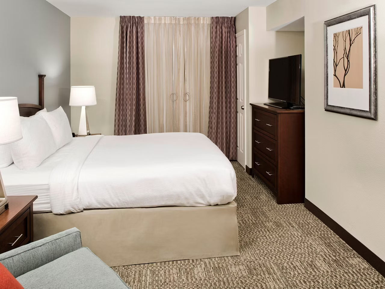 image Relax on the comfy bed after a day outside.