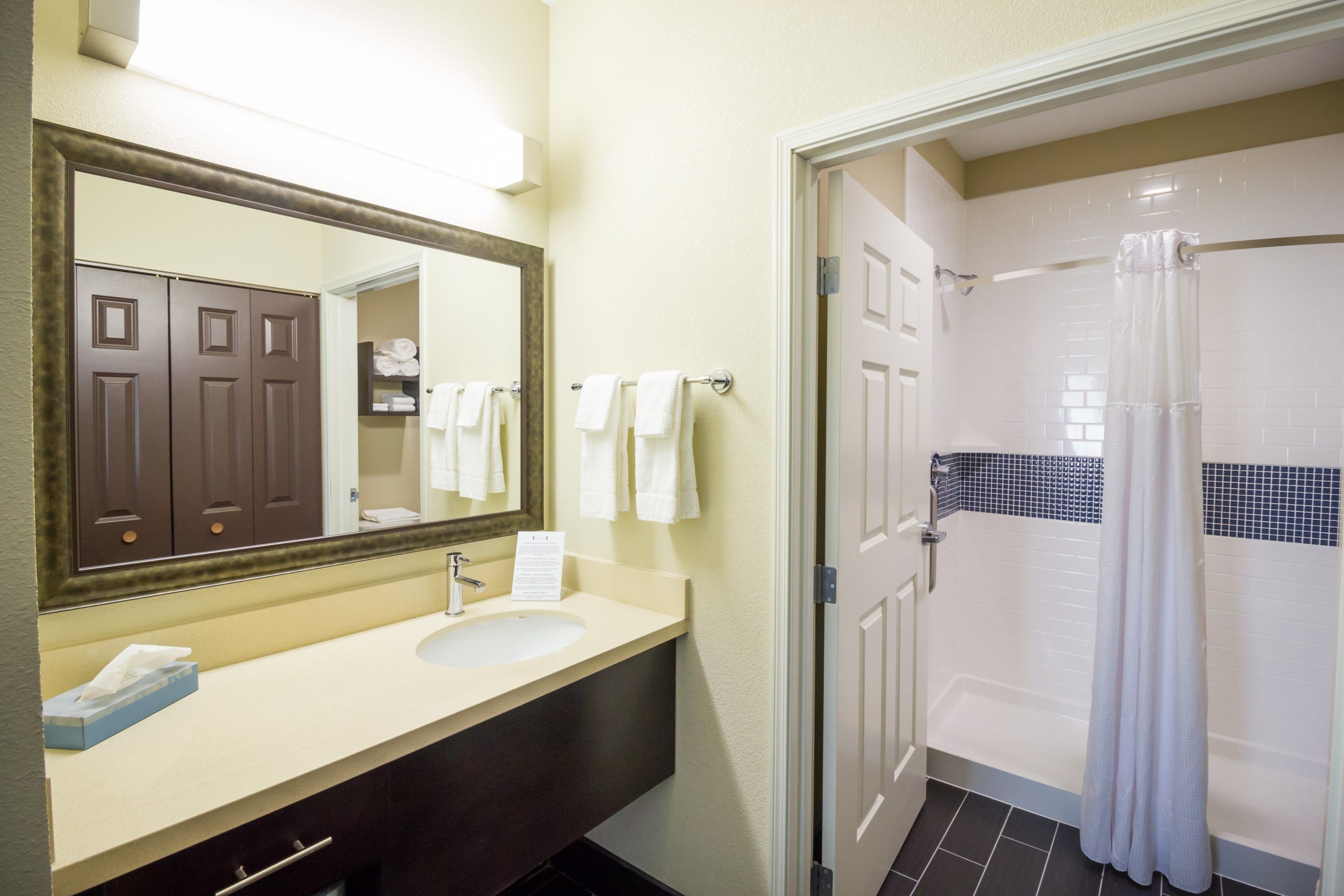 image Freshen up in the bathroom after a day of adventure.