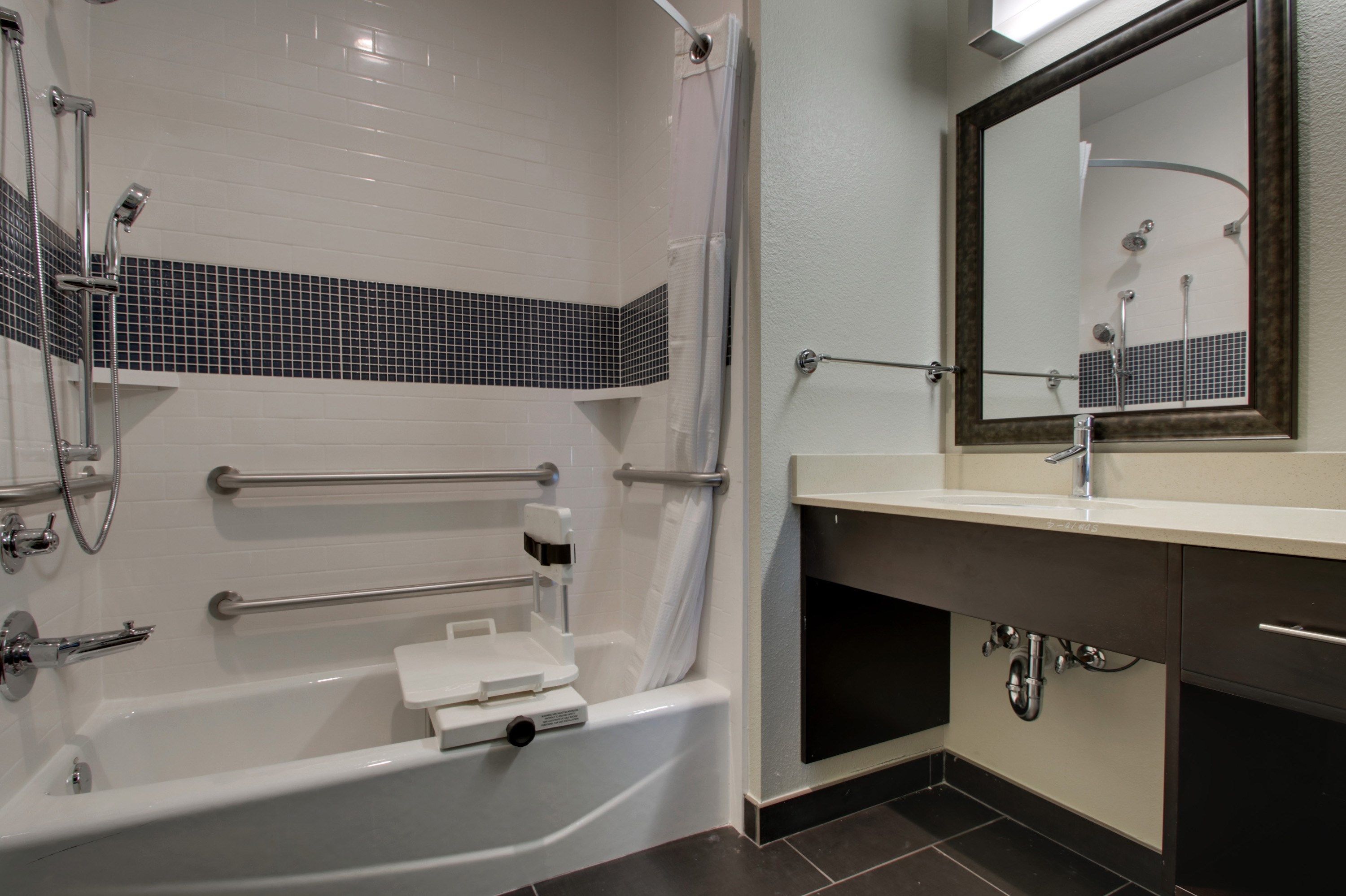 image Get ready for your day in the bathroom.