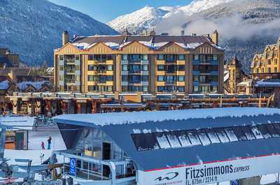 Located at the base of both high-speed gondolas for Whistler and Blackcomb mountains