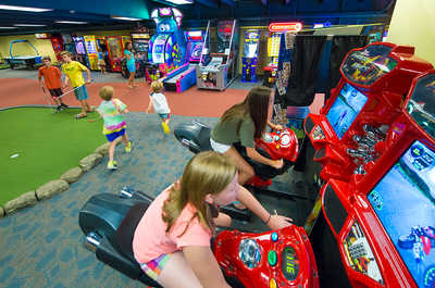 Play at the arcade with the kids