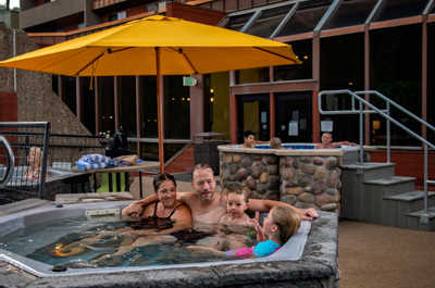 Relax at the outdoor hot tub!