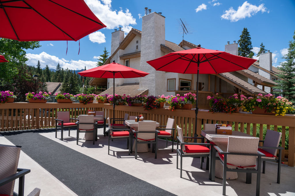 image Enjoy the outdoor ambiance on our patio with mountain views.