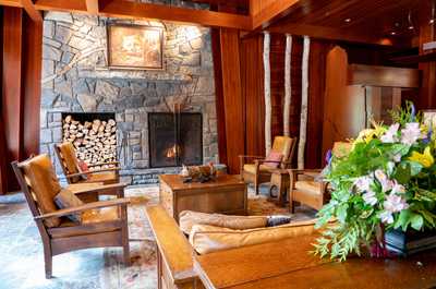 Catch up with friends and family in the lobby area.