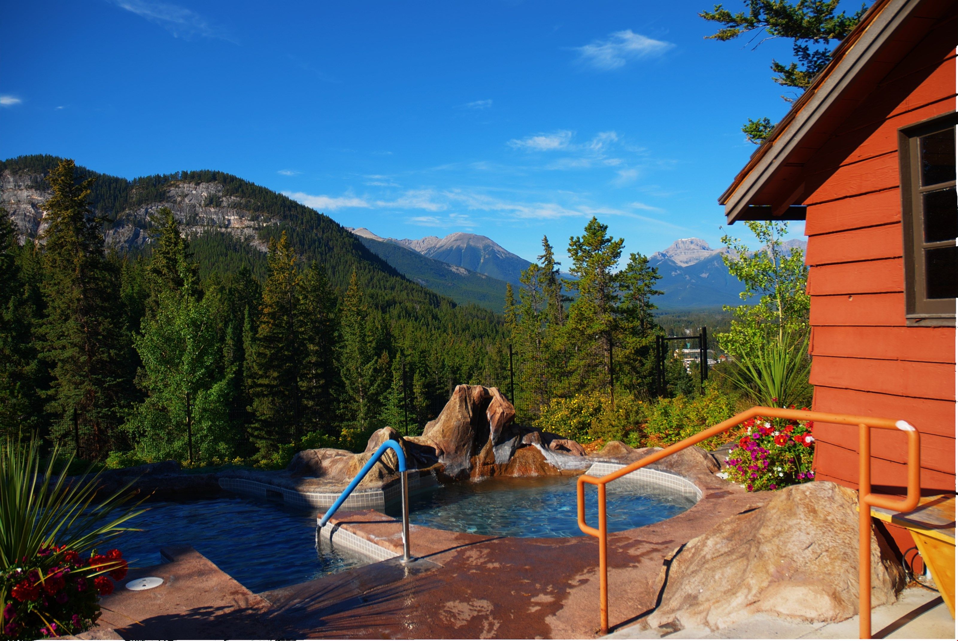 image Soak in these incredible SHARED hot tubs overlooking the town of Banff and the Rockies