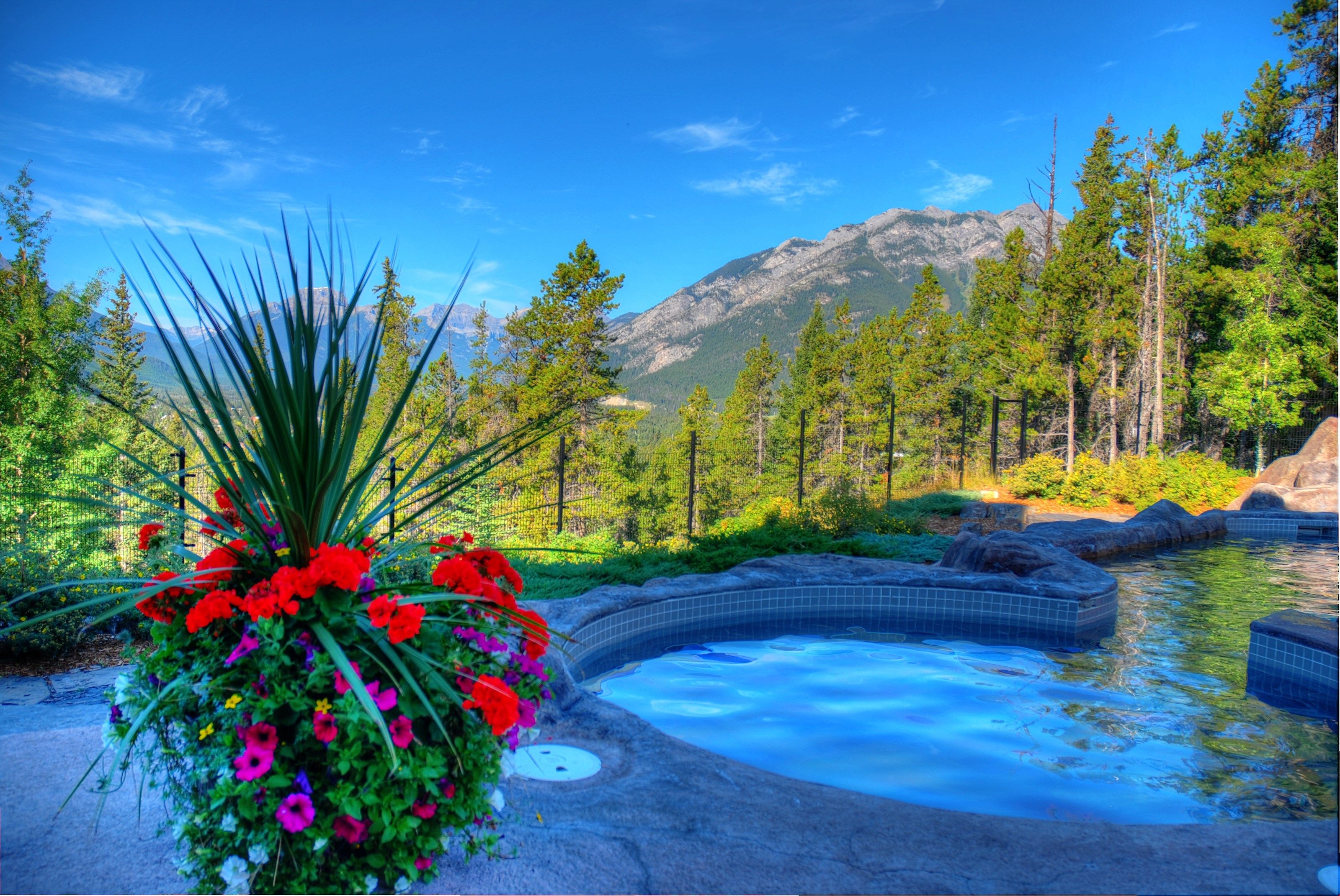image Soak in the SHARED hot pools while you take in incredible views of the mountains