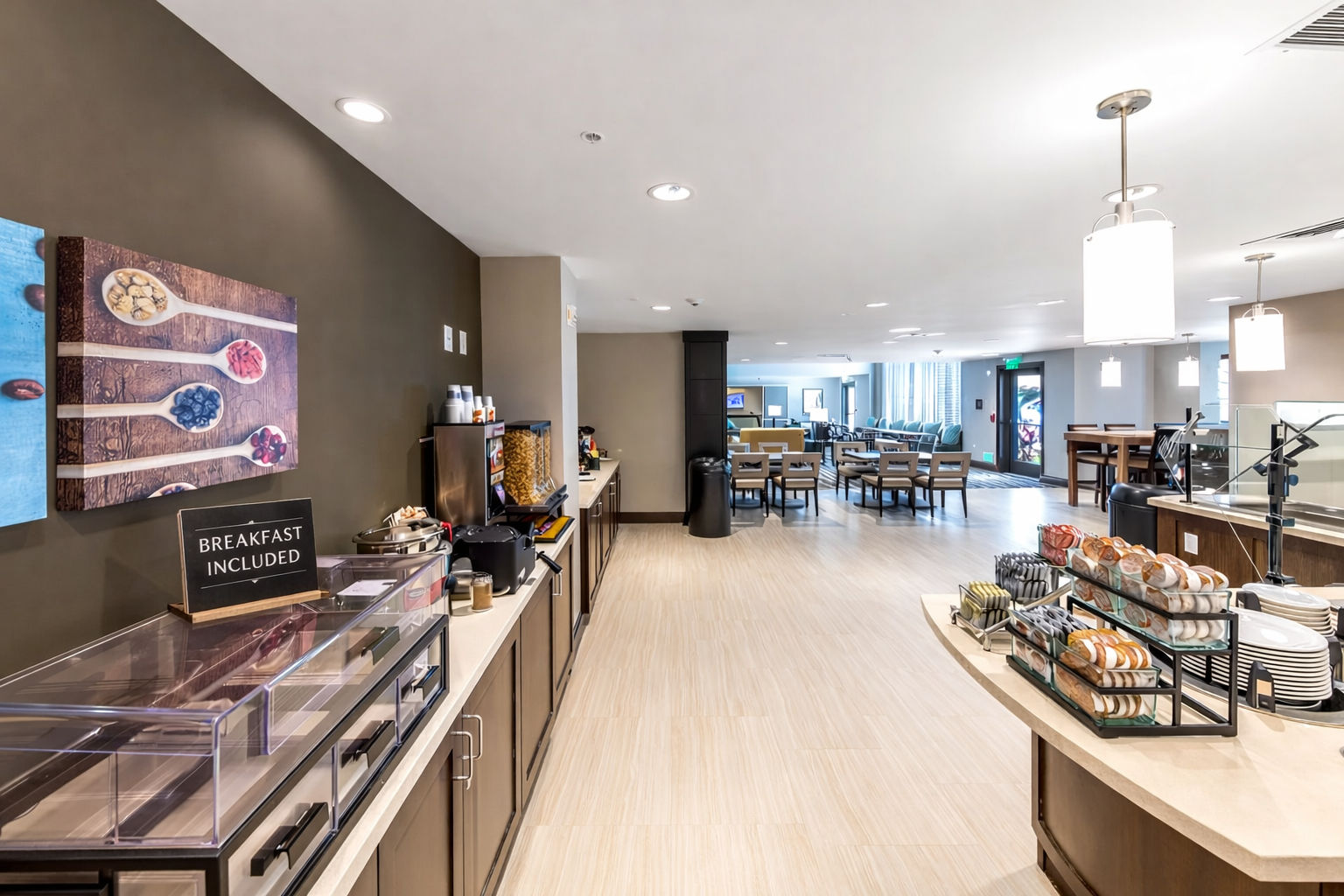 image Daily breakfast included! Savor a delightful breakfast spread with fresh offerings, inviting you to start your day right.