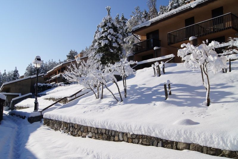 image Sunny slope beside the residence surrounded by fresh snow and peaceful alpine scenery.