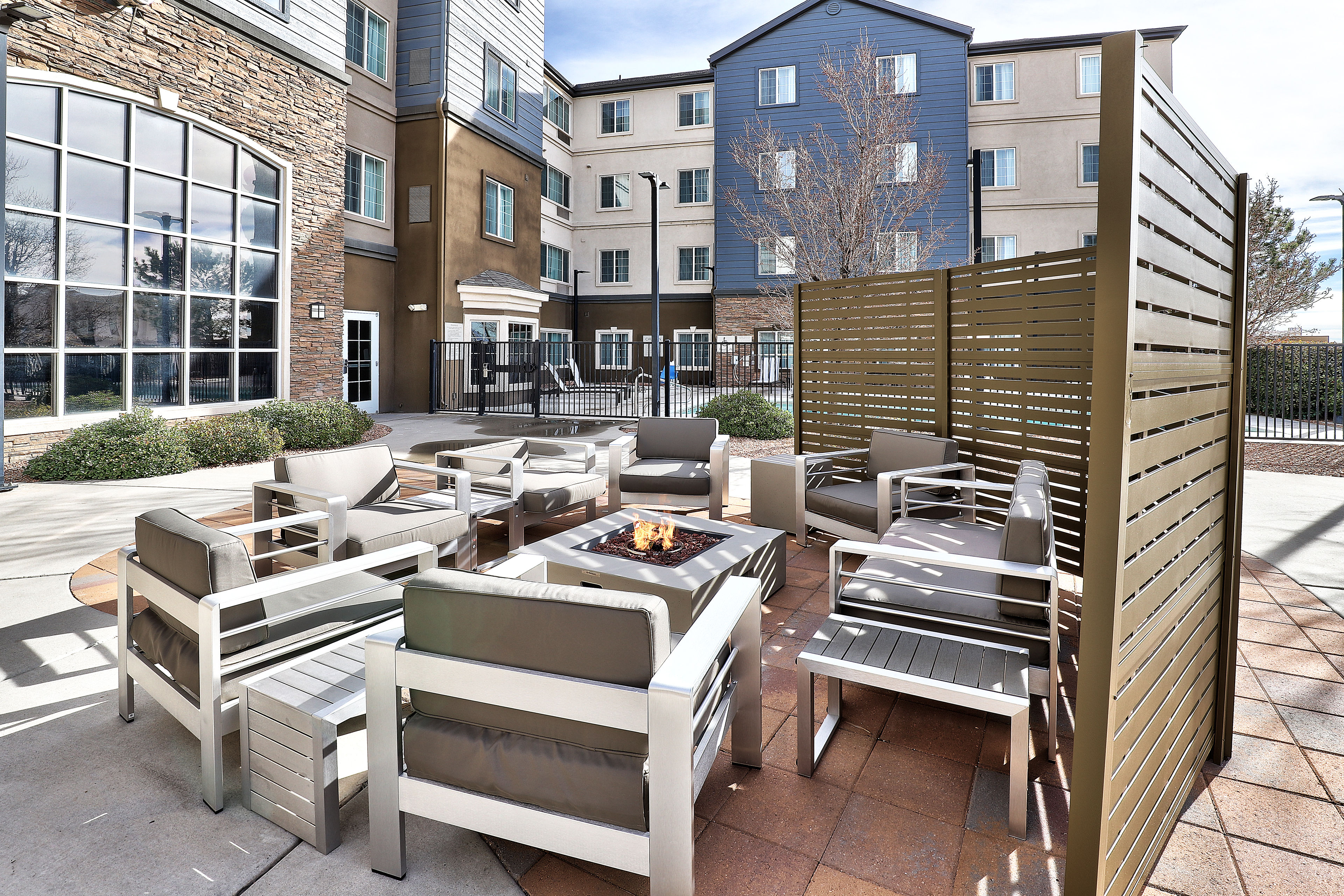 image Outdoor fire pit with surrounding seating