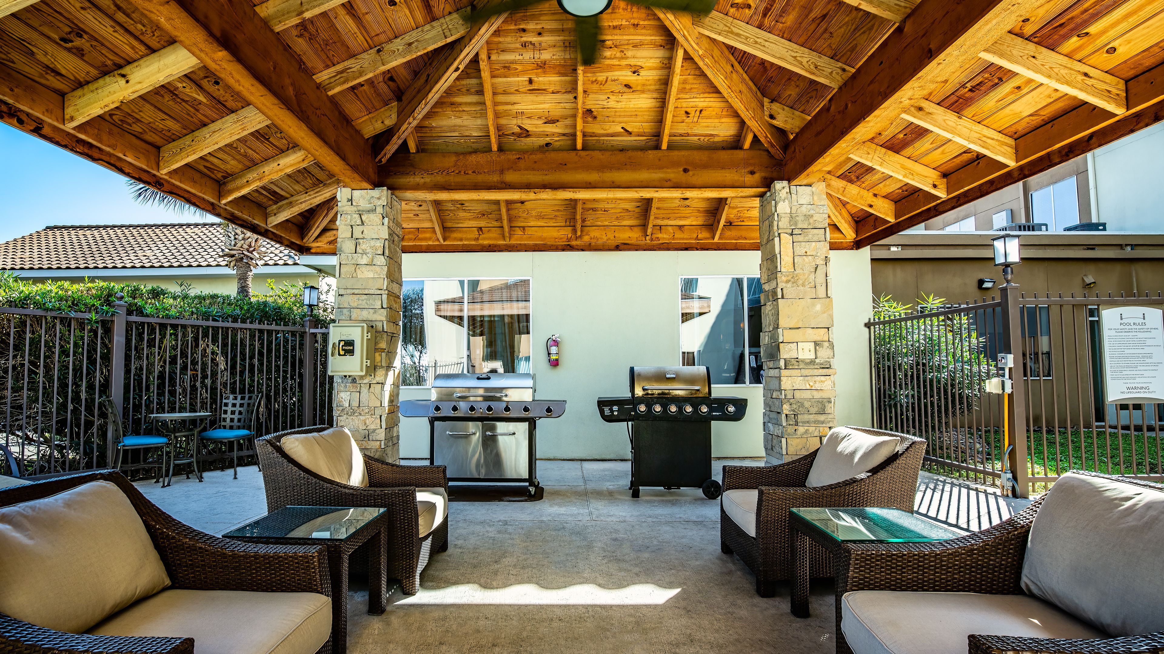 image Fire up the gas grills and settle into the outdoor seating for a Texas-style cookout