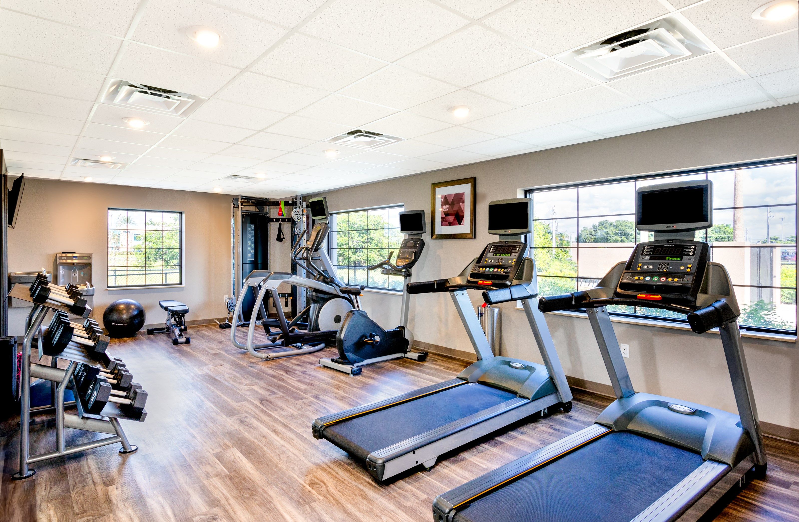 image Cardio equipment, free weights, and ellipticals await in the 24-hour fitness center