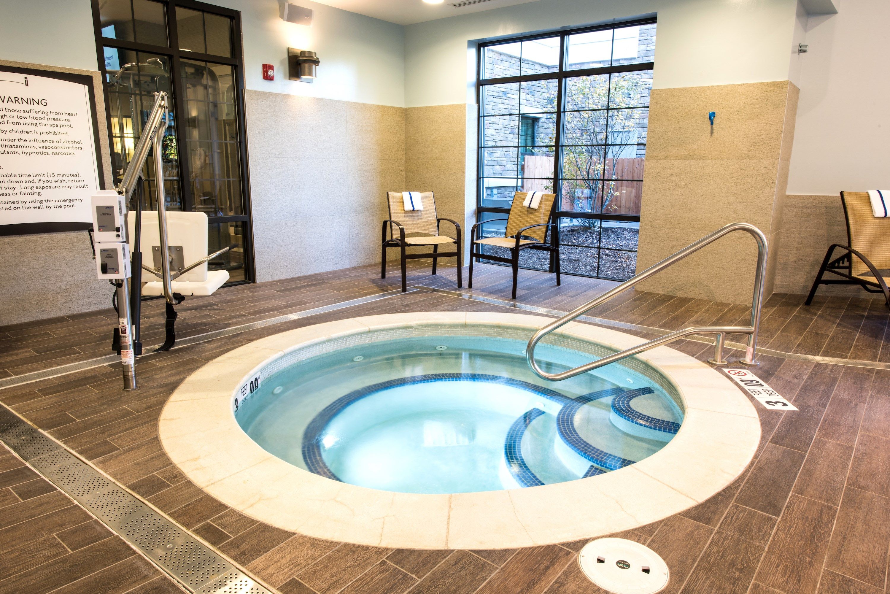 image Soak sore muscles in the indoor hot tub.