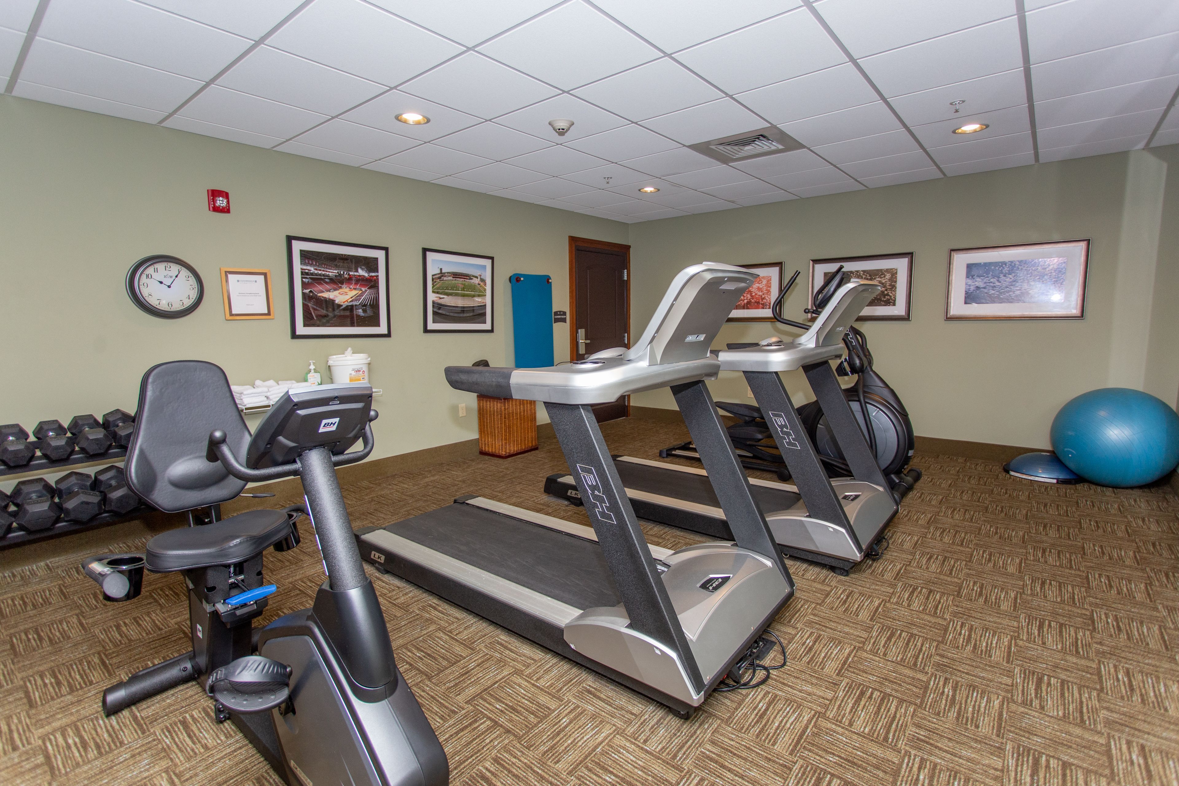 image Cardio equipment including treadmills and a stationary bike.