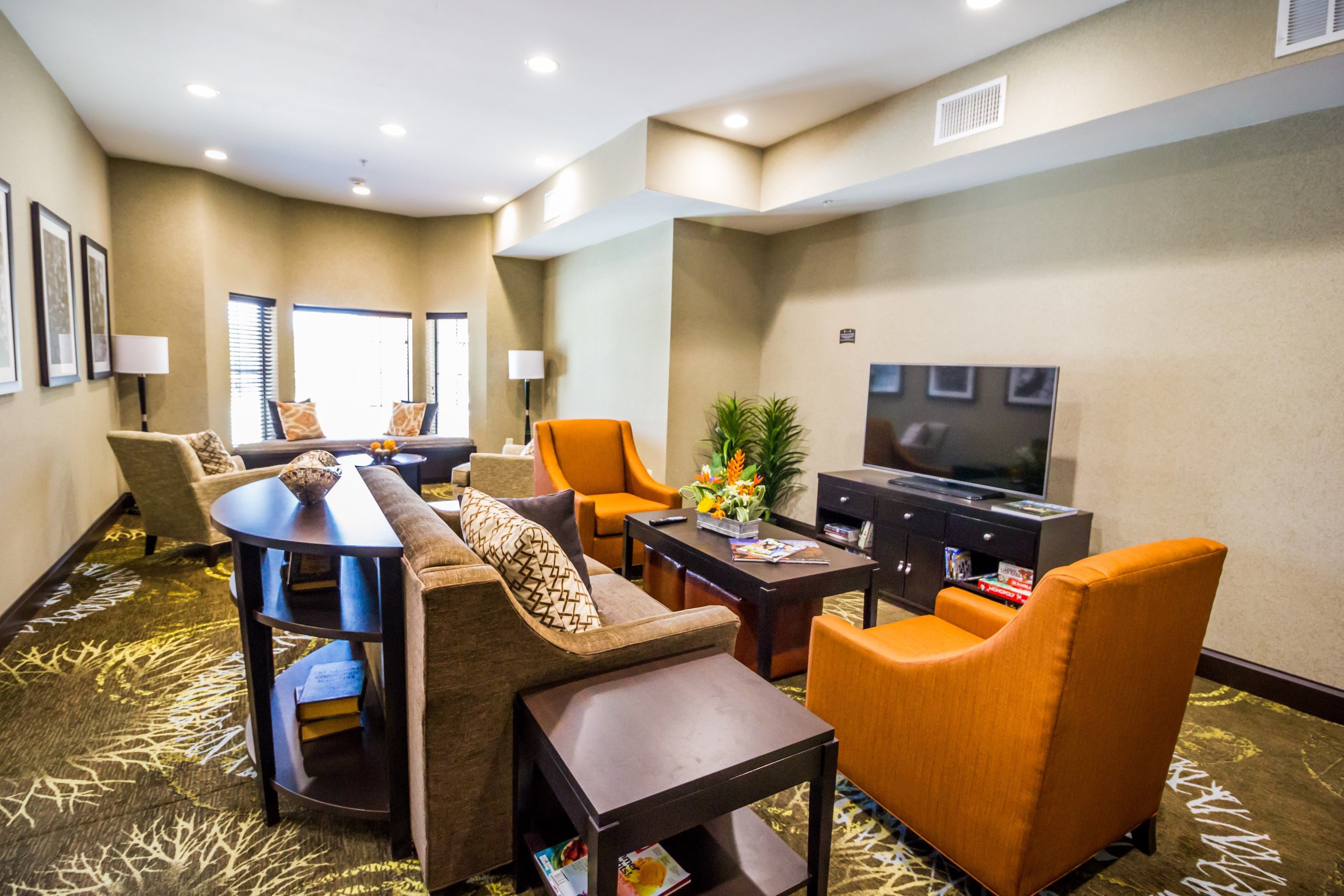 image Cozy lounge area with comfortable sofa seating.