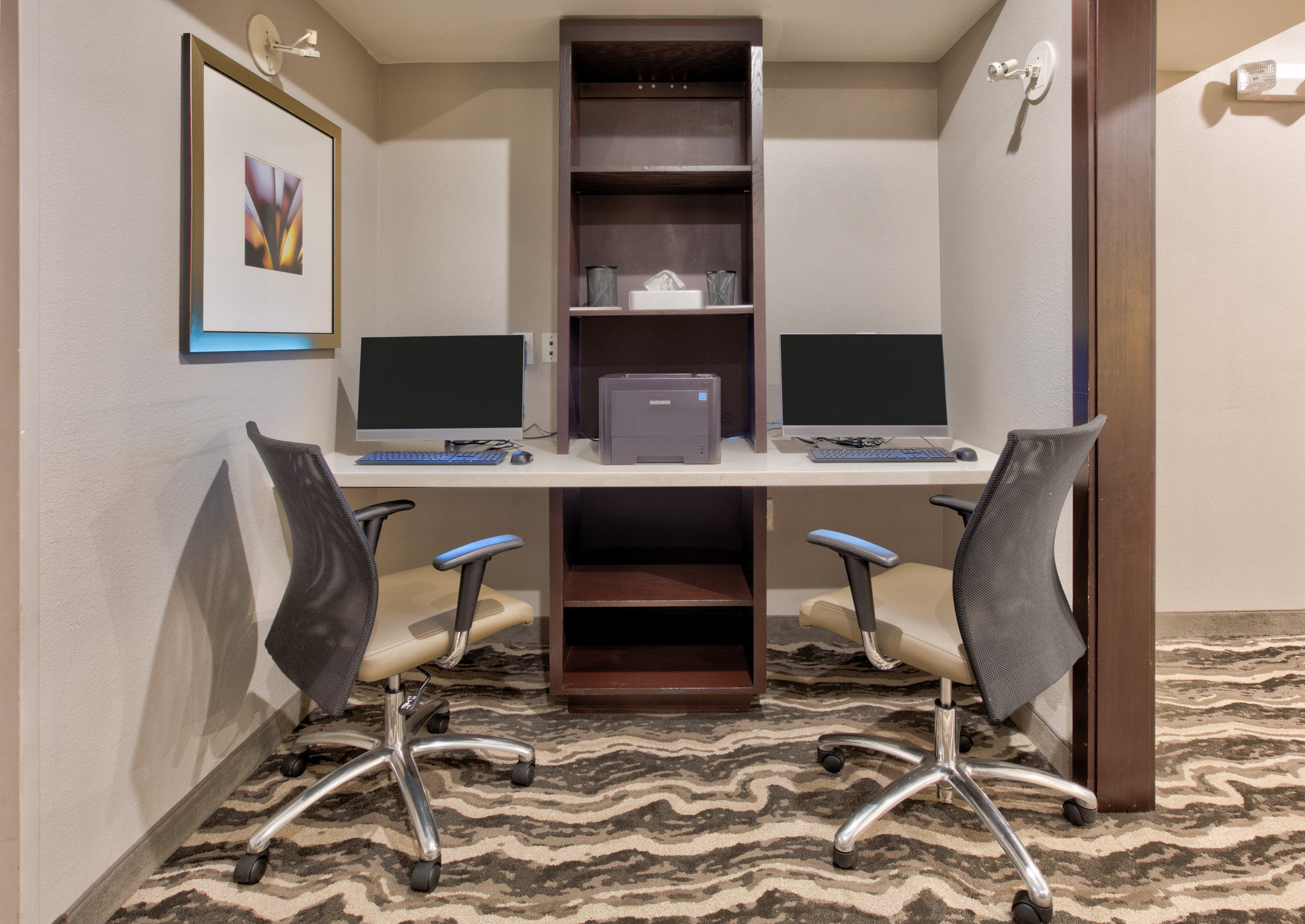 image Computer station with desks and printers for getting work done