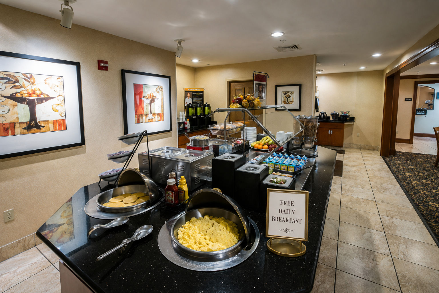 image Complimentary hot breakfast buffet served fresh every morning.