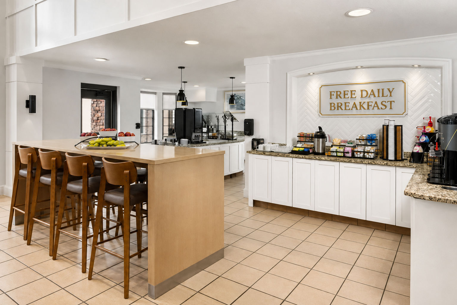 image Hot and cold options laid out every morning — the complimentary breakfast buffet has you covered