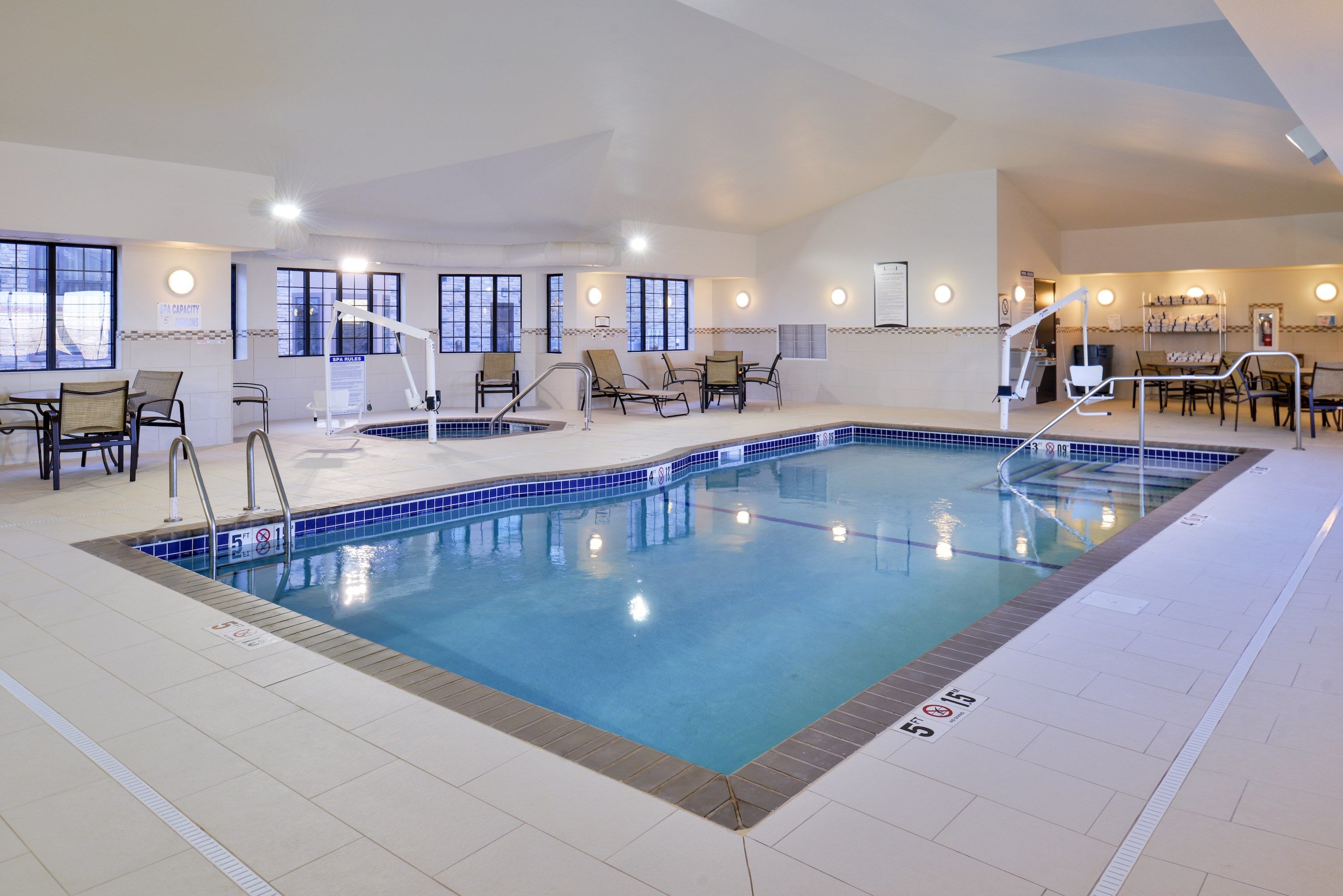 image Go for a swim in the shared indoor pool.