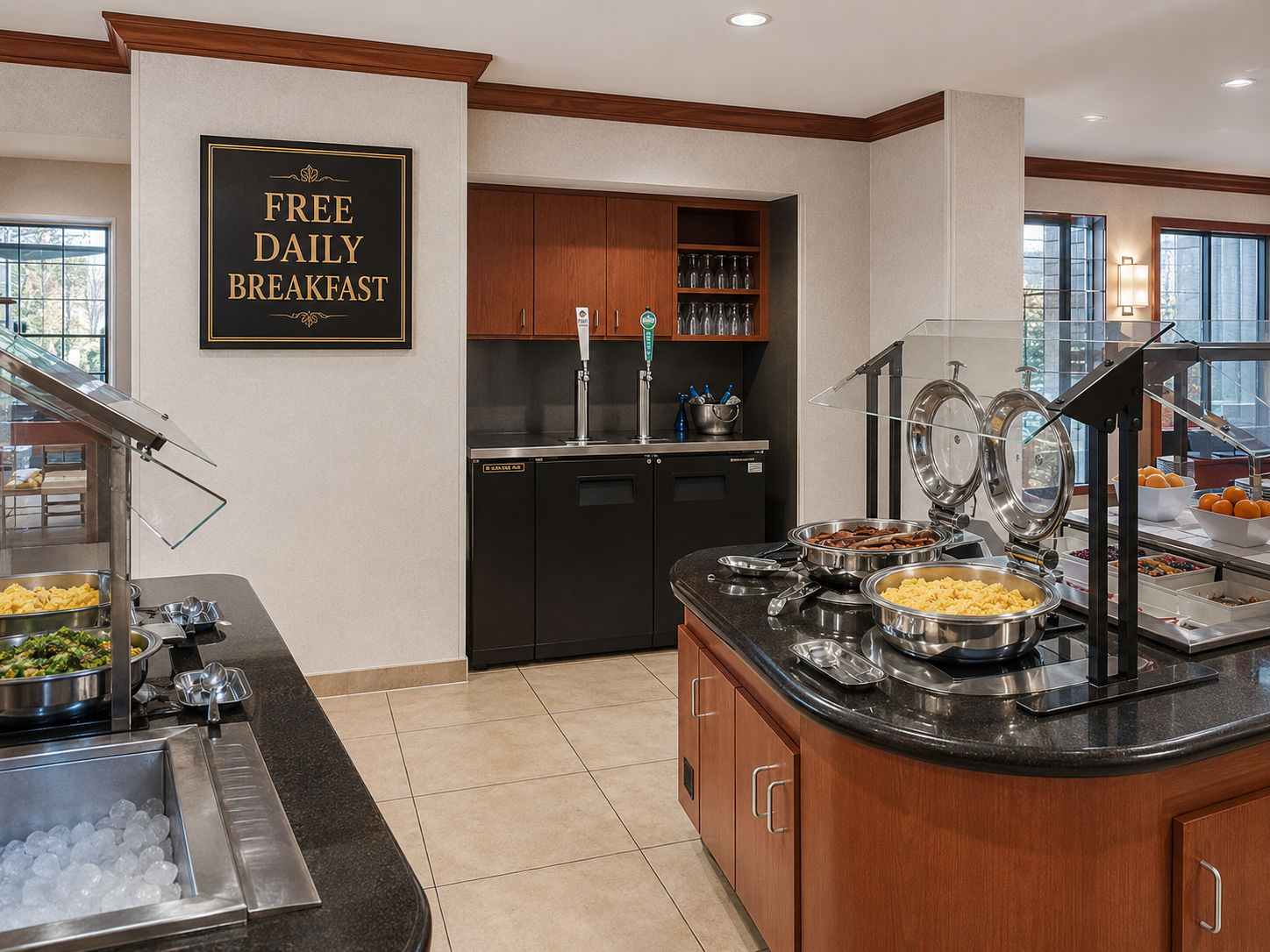 image Delicious selection of warm breakfast options await, perfect for starting your day right.