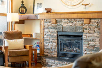 Stone fireplace in the living room