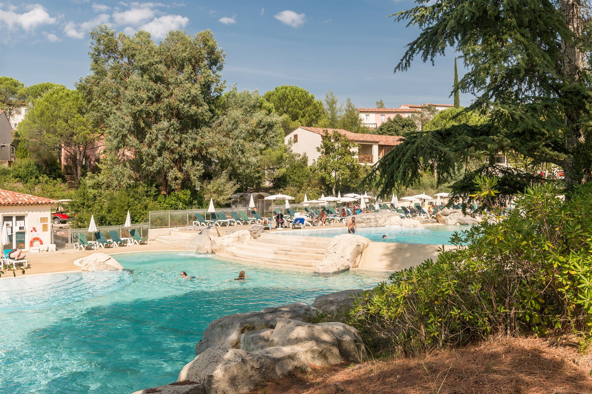 image Go for a swim in the shared outdoor pool.