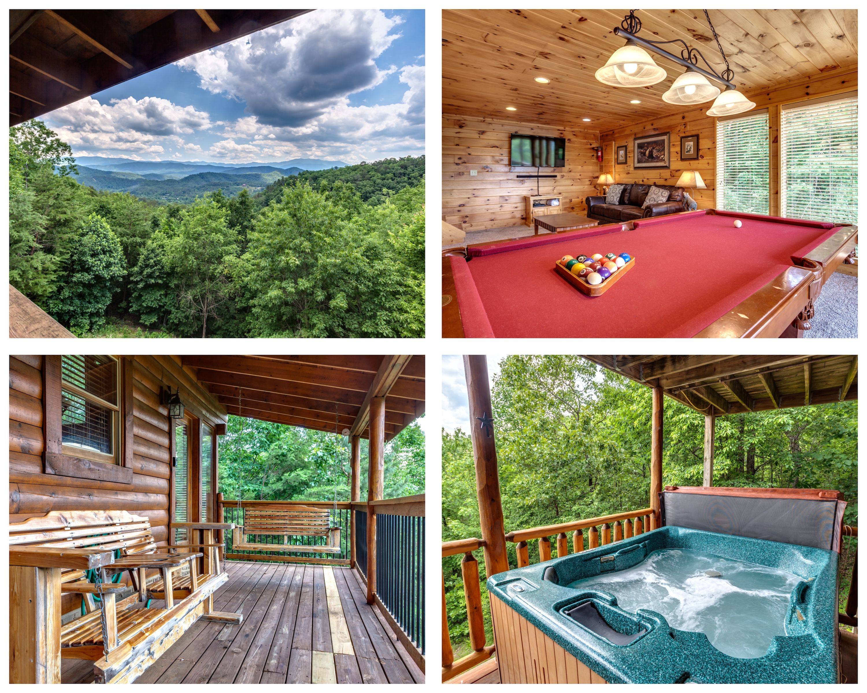 image Secluded within the Smoky Mountains in a gated community and with incredible long-range mountain views, our 2 Bedroom Cabin for 8 is the perfect year-round choice for a luxurious mountain getaway!